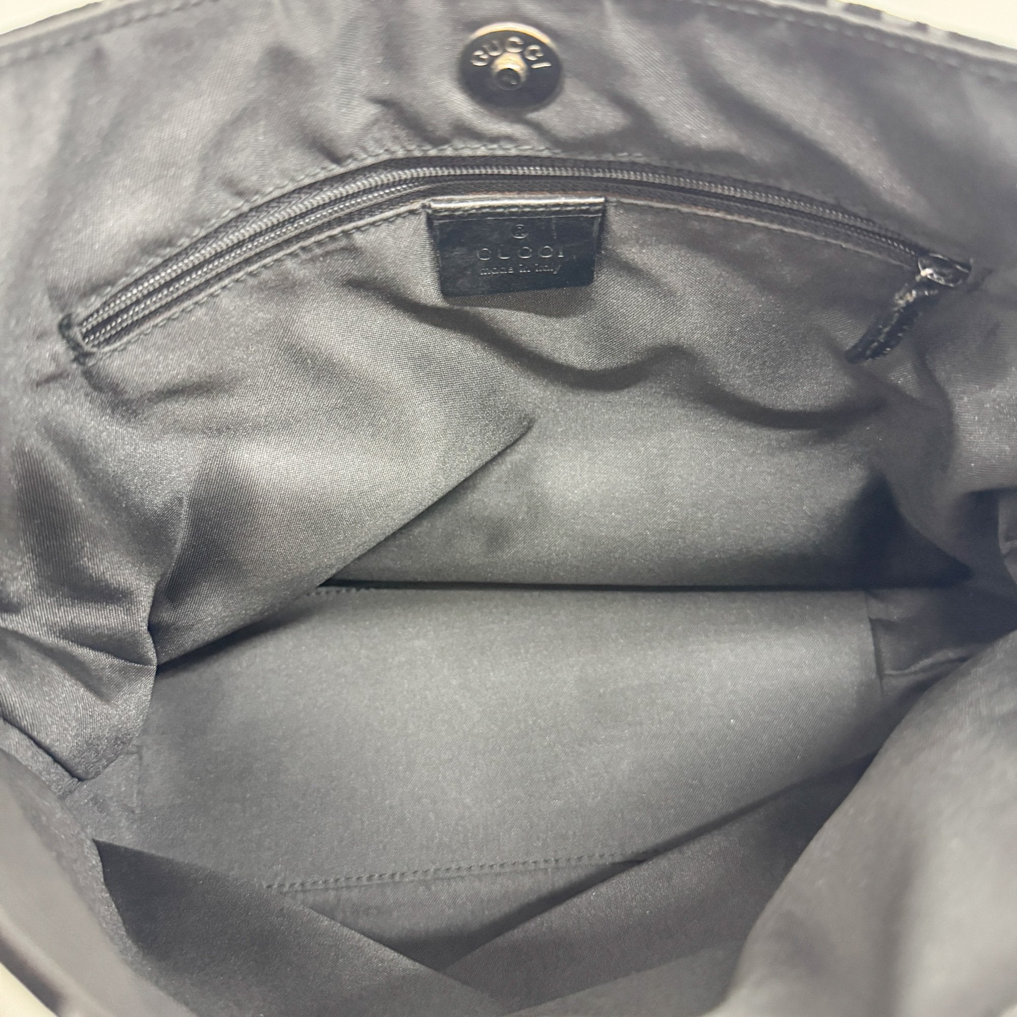 Black GG Canvas Suede Hobo Bag