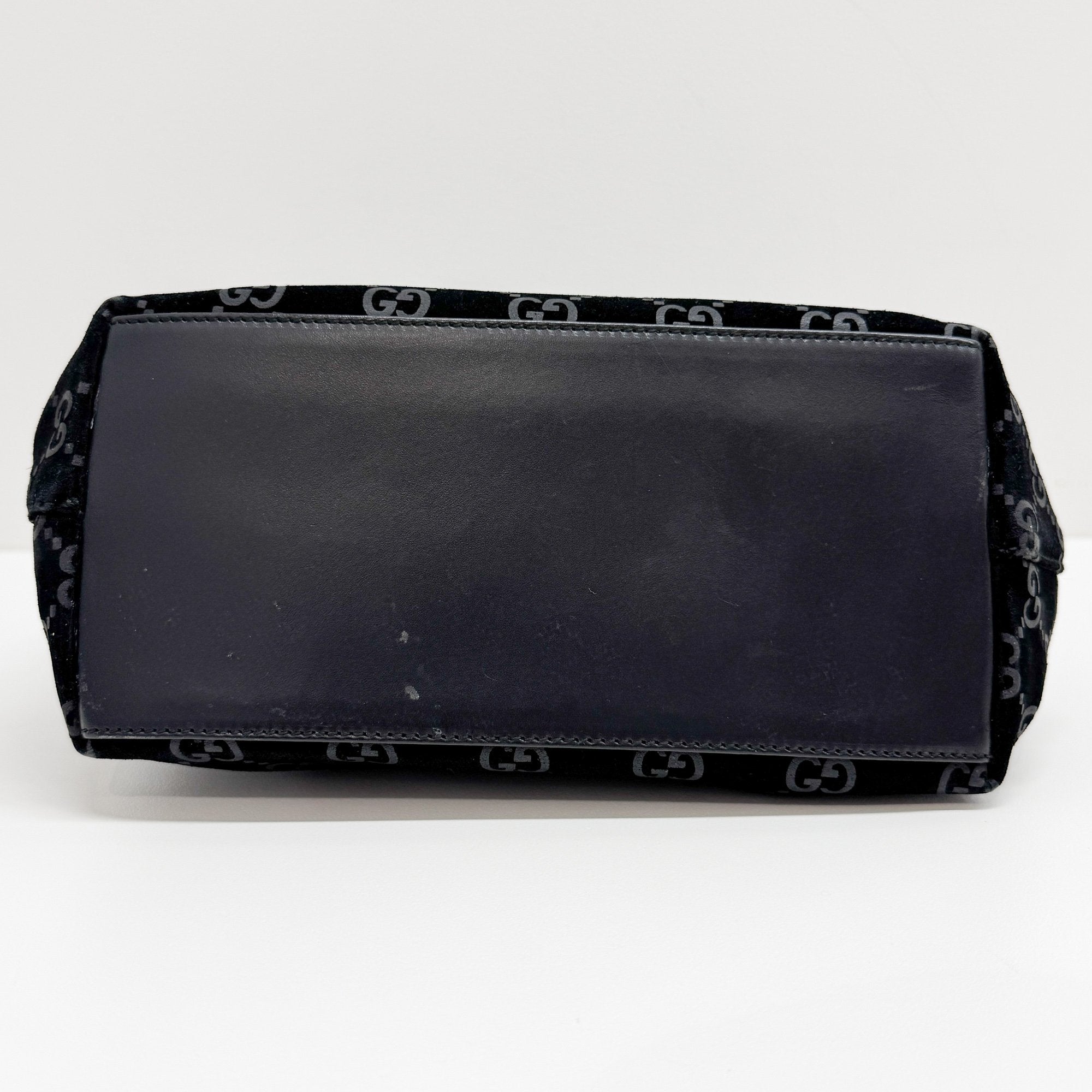 Black GG Canvas Suede Hobo Bag