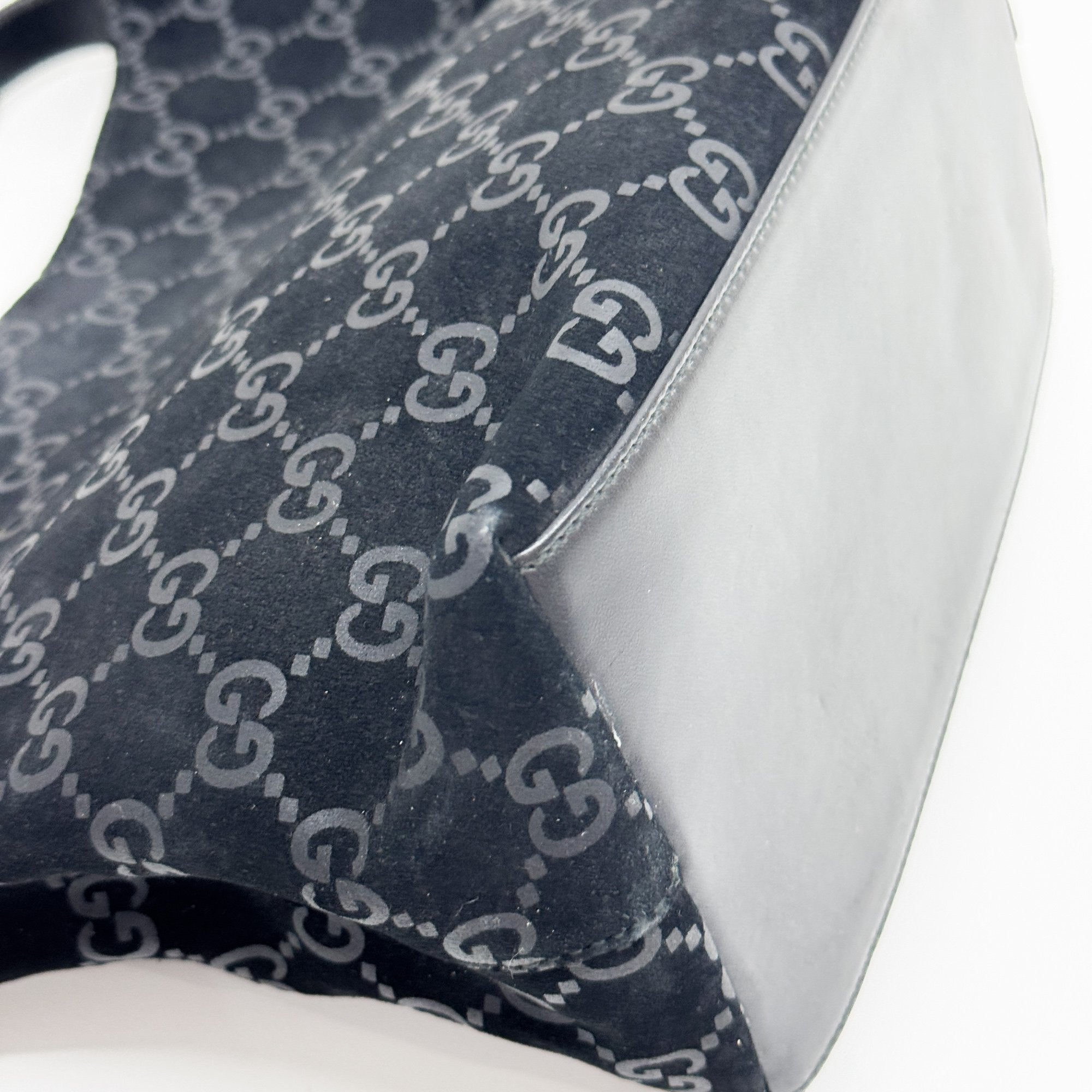 Black GG Canvas Suede Hobo Bag