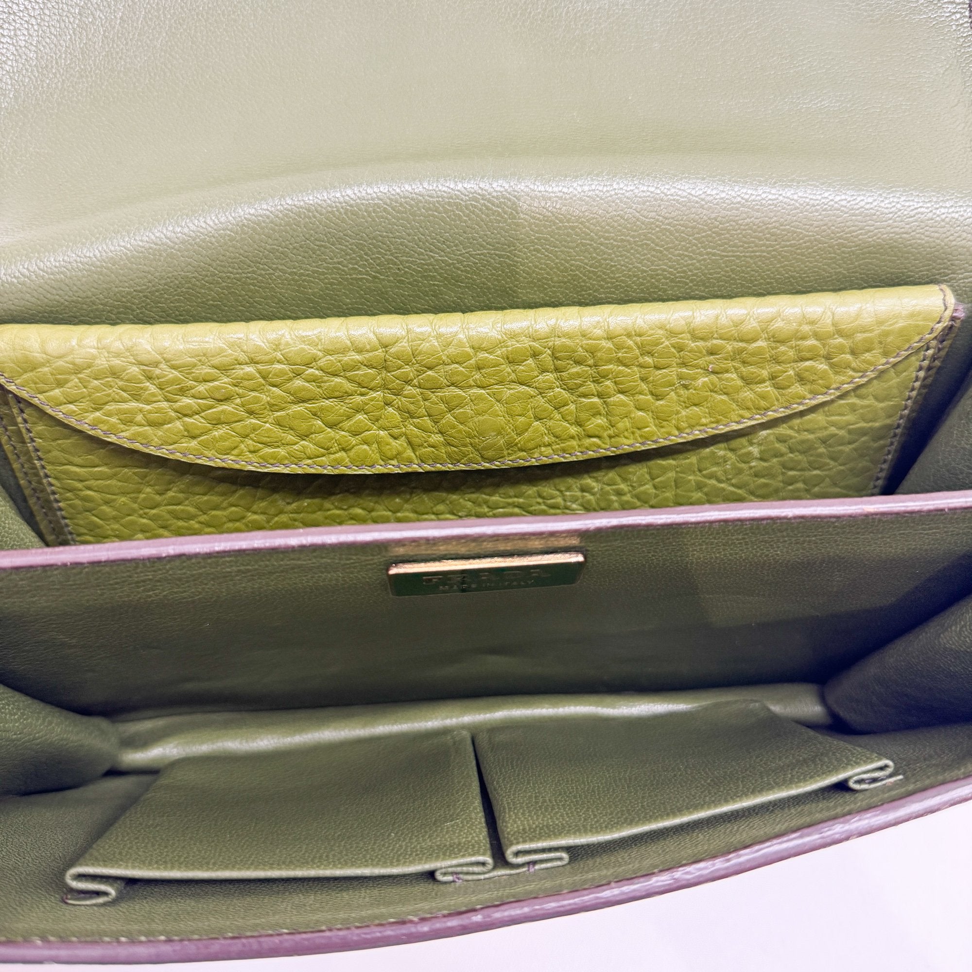 Berlino Sound Olive Green Leather Shoulder Bag