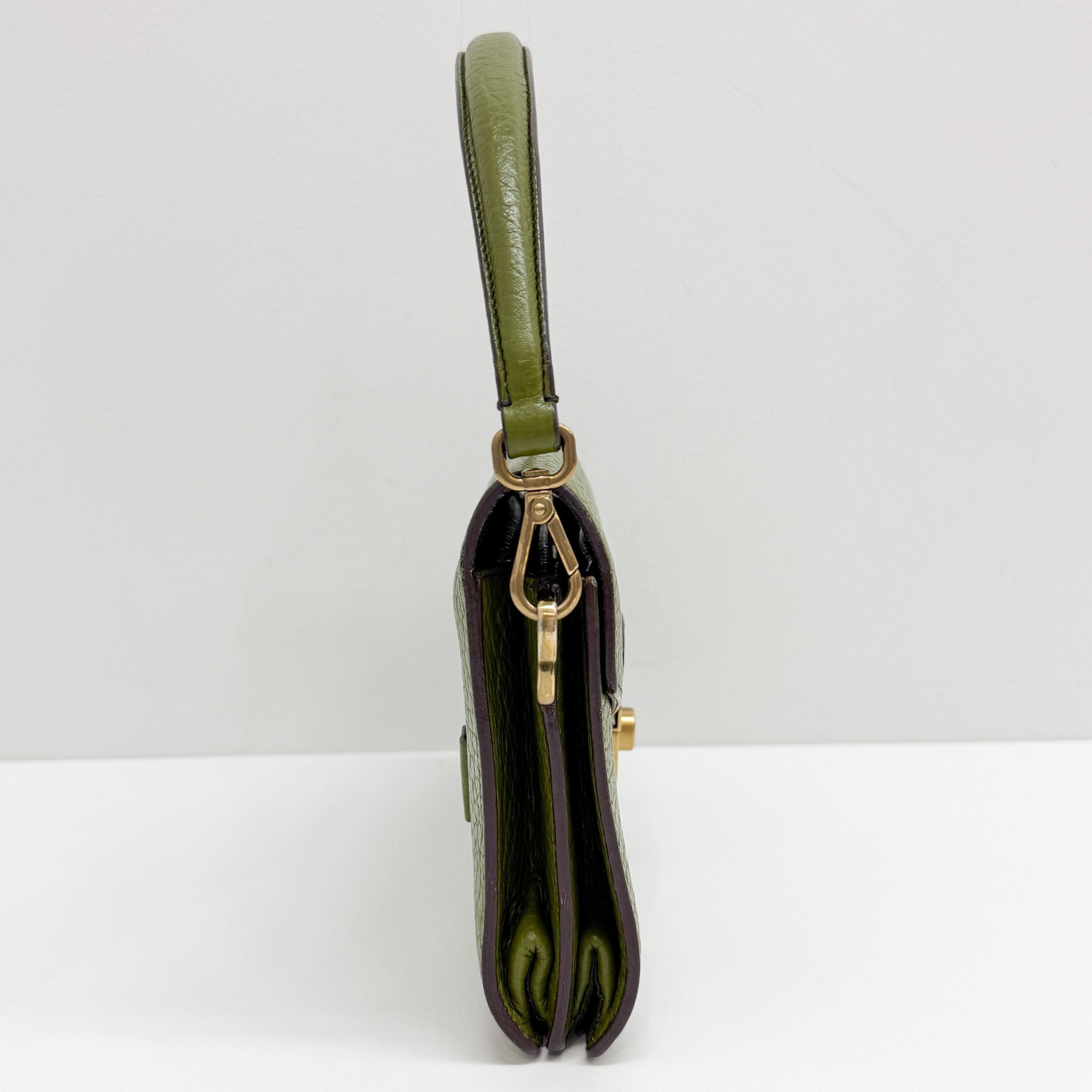 Berlino Sound Olive Green Leather Shoulder Bag