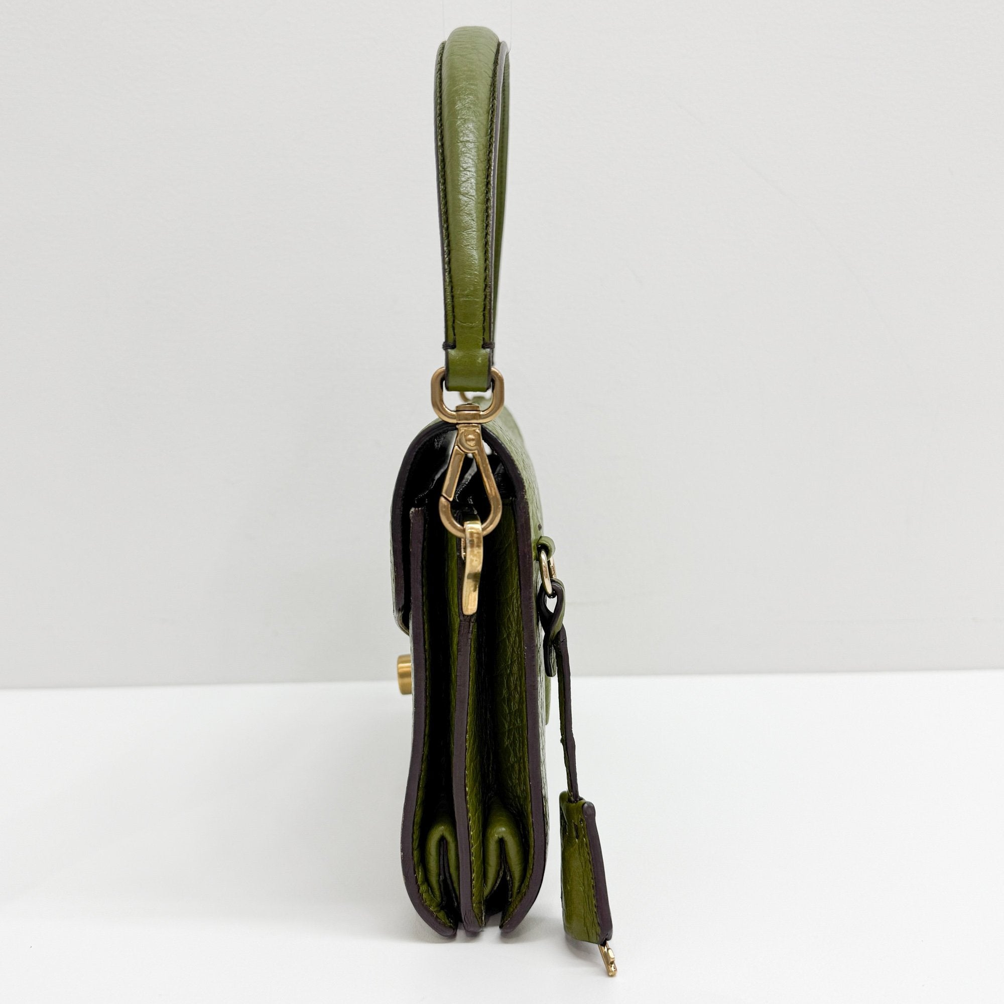 Berlino Sound Olive Green Leather Shoulder Bag