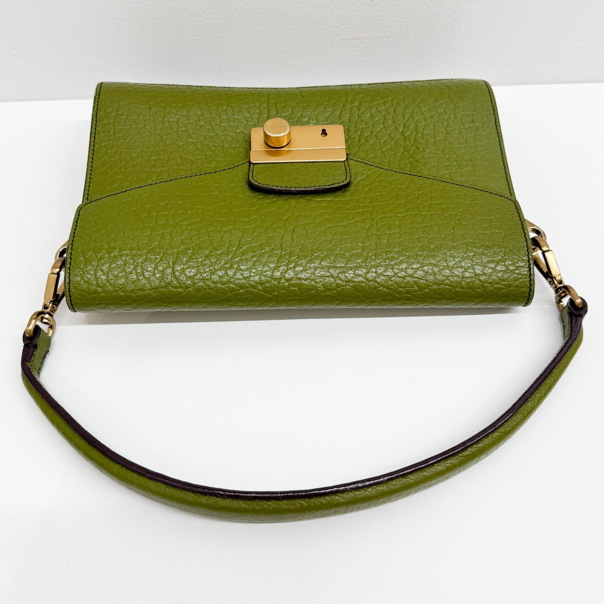 Berlino Sound Olive Green Leather Shoulder Bag