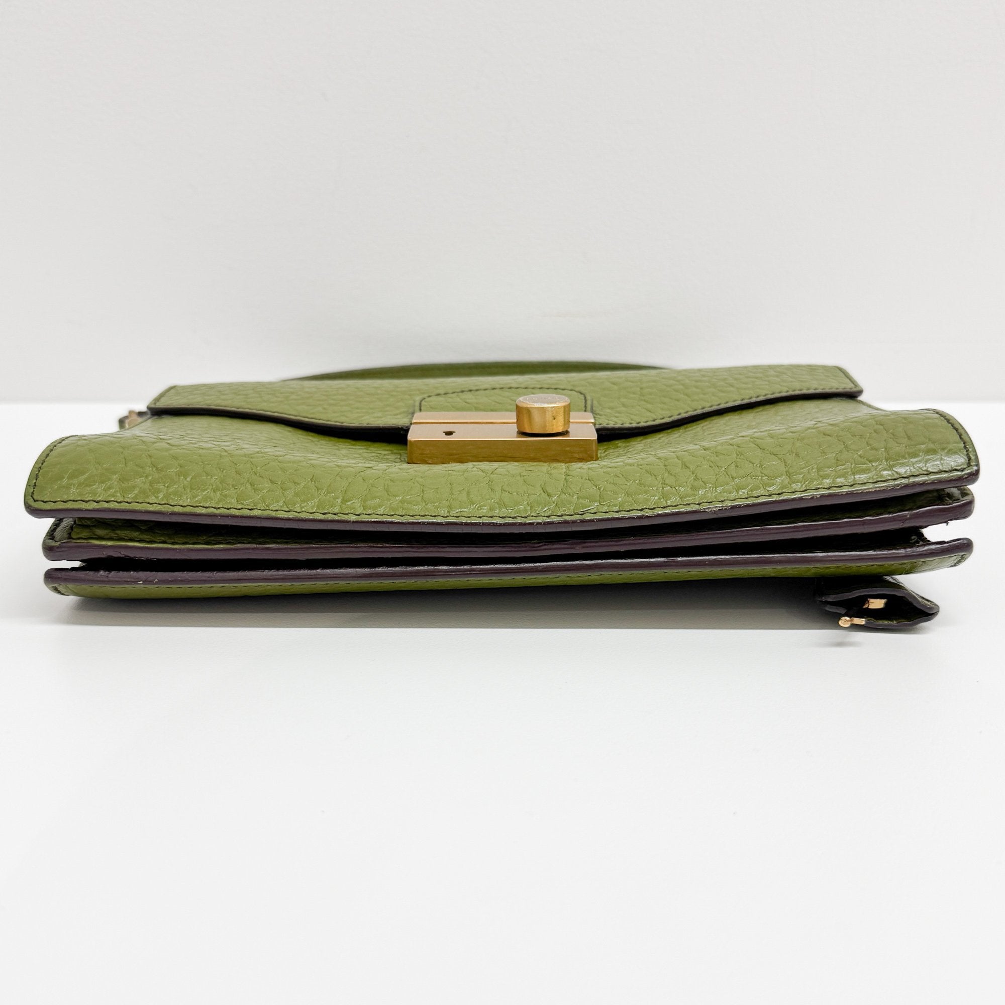 Berlino Sound Olive Green Leather Shoulder Bag