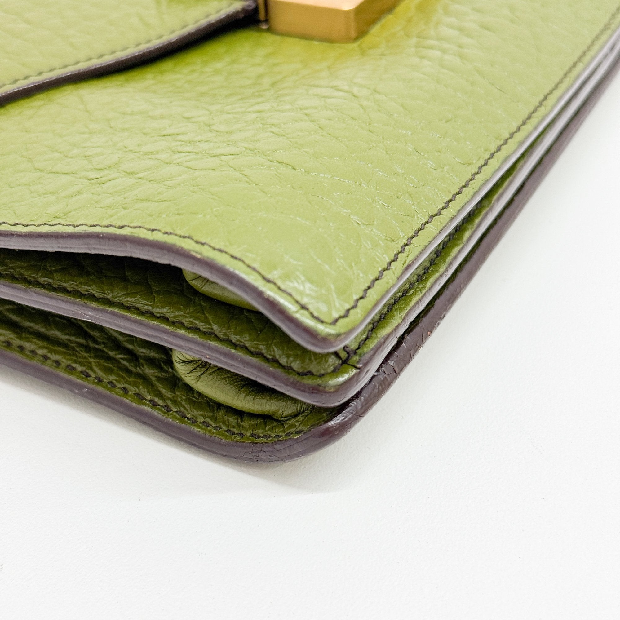 Berlino Sound Olive Green Leather Shoulder Bag