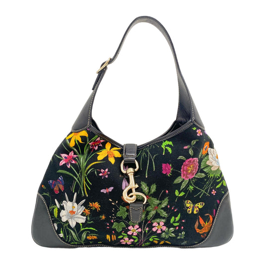 Jackie Floral Cotton Canvas Shoulder Bag