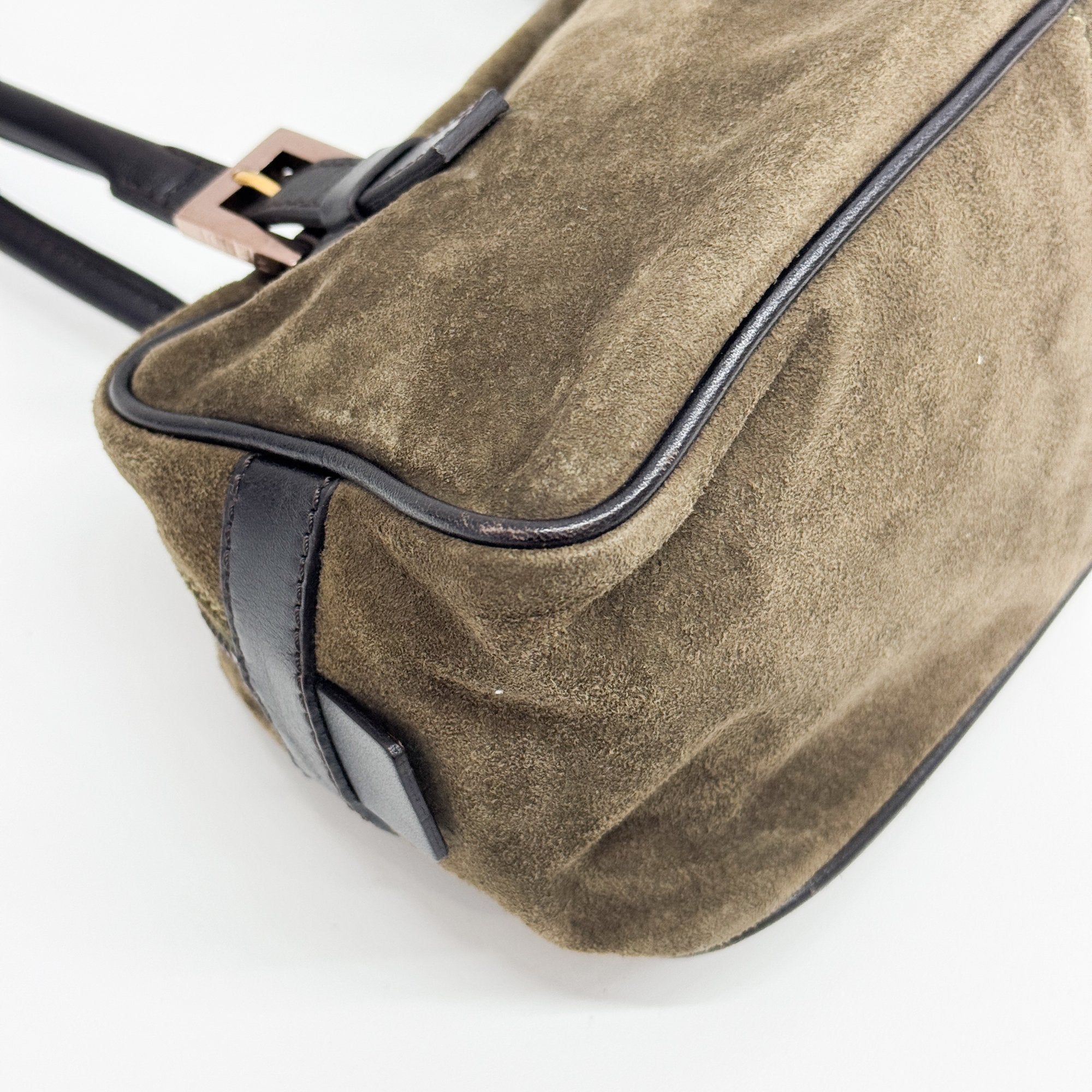 Olive Green Mini Satchel Suede Shoulder Bag