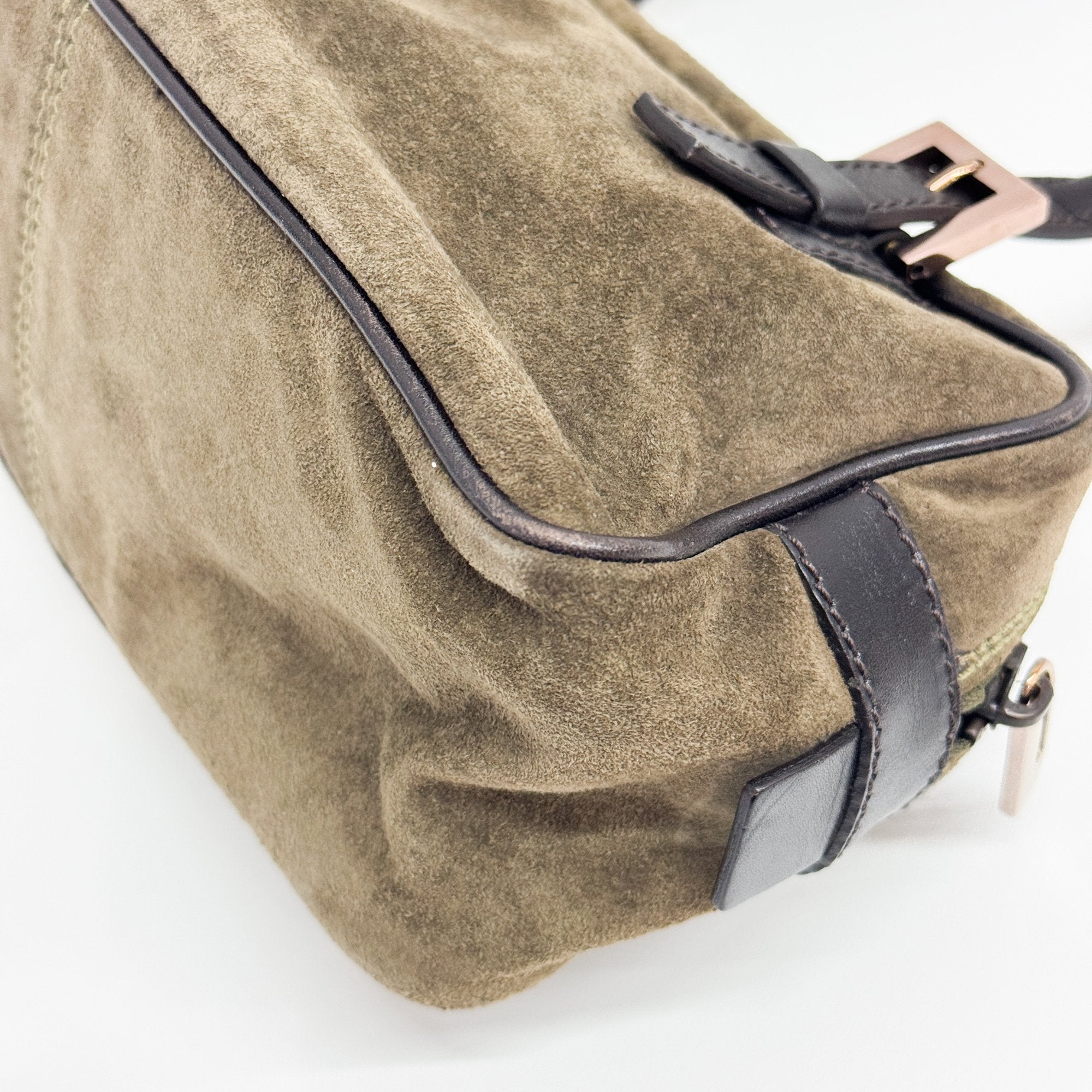 Olive Green Mini Satchel Suede Shoulder Bag