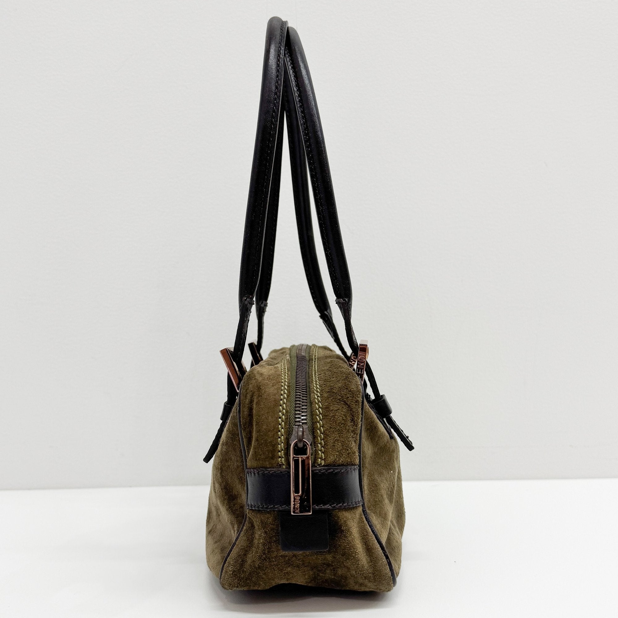 Olive Green Mini Satchel Suede Shoulder Bag