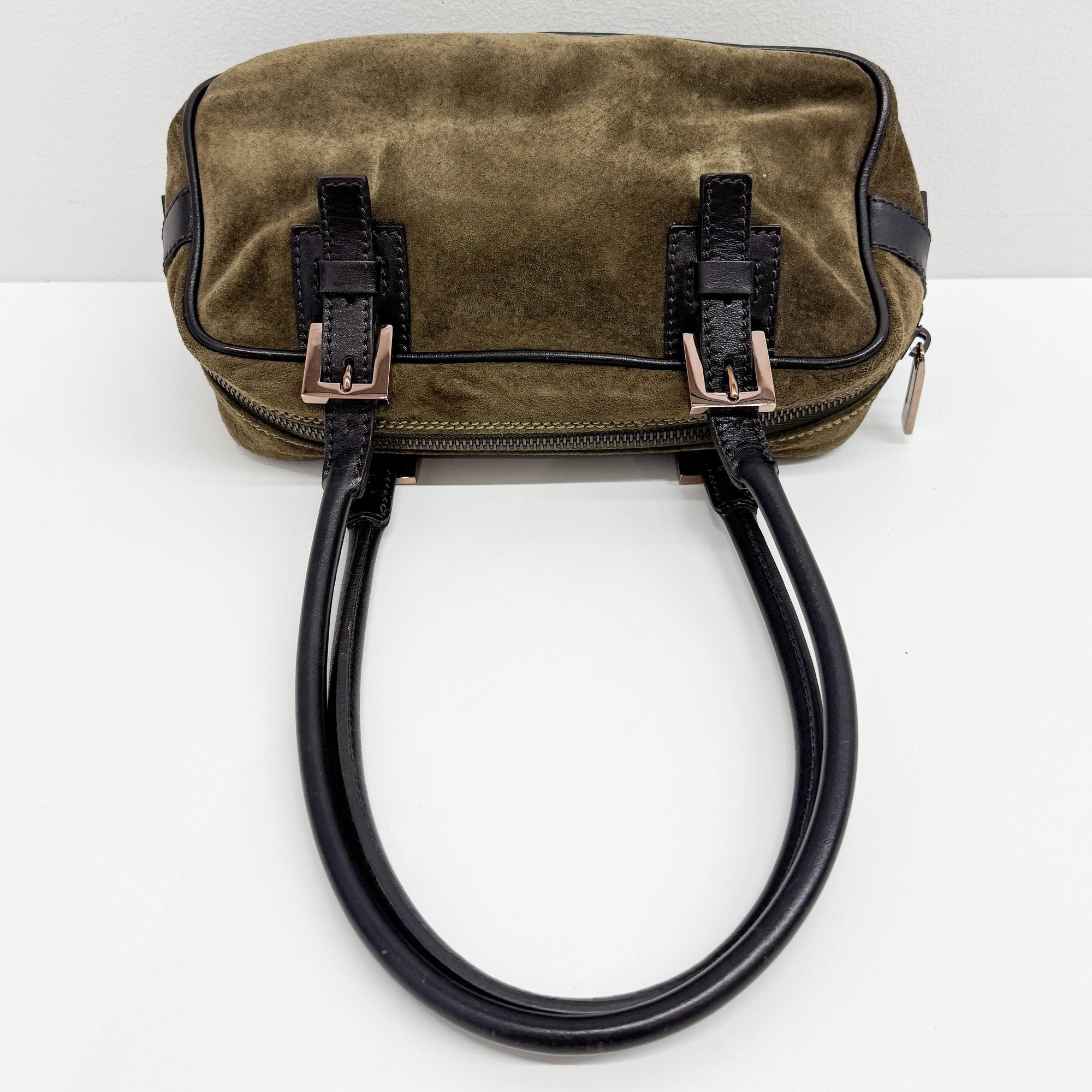 Olive Green Mini Satchel Suede Shoulder Bag