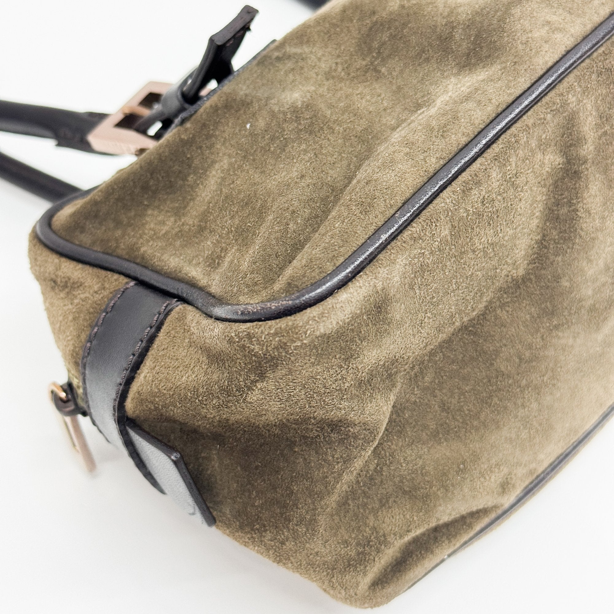 Olive Green Mini Satchel Suede Shoulder Bag