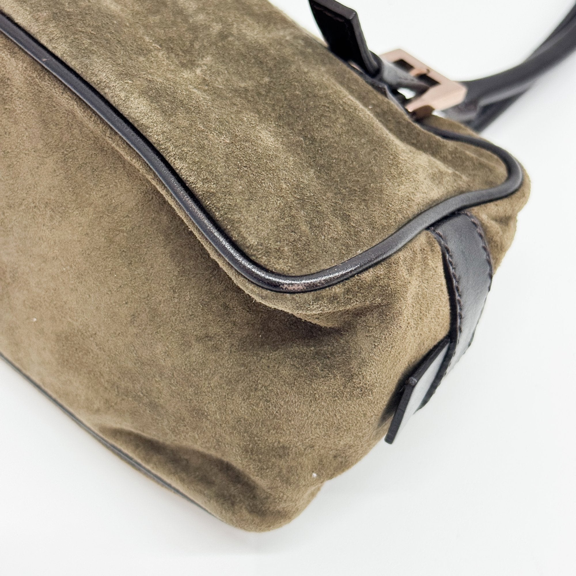 Olive Green Mini Satchel Suede Shoulder Bag