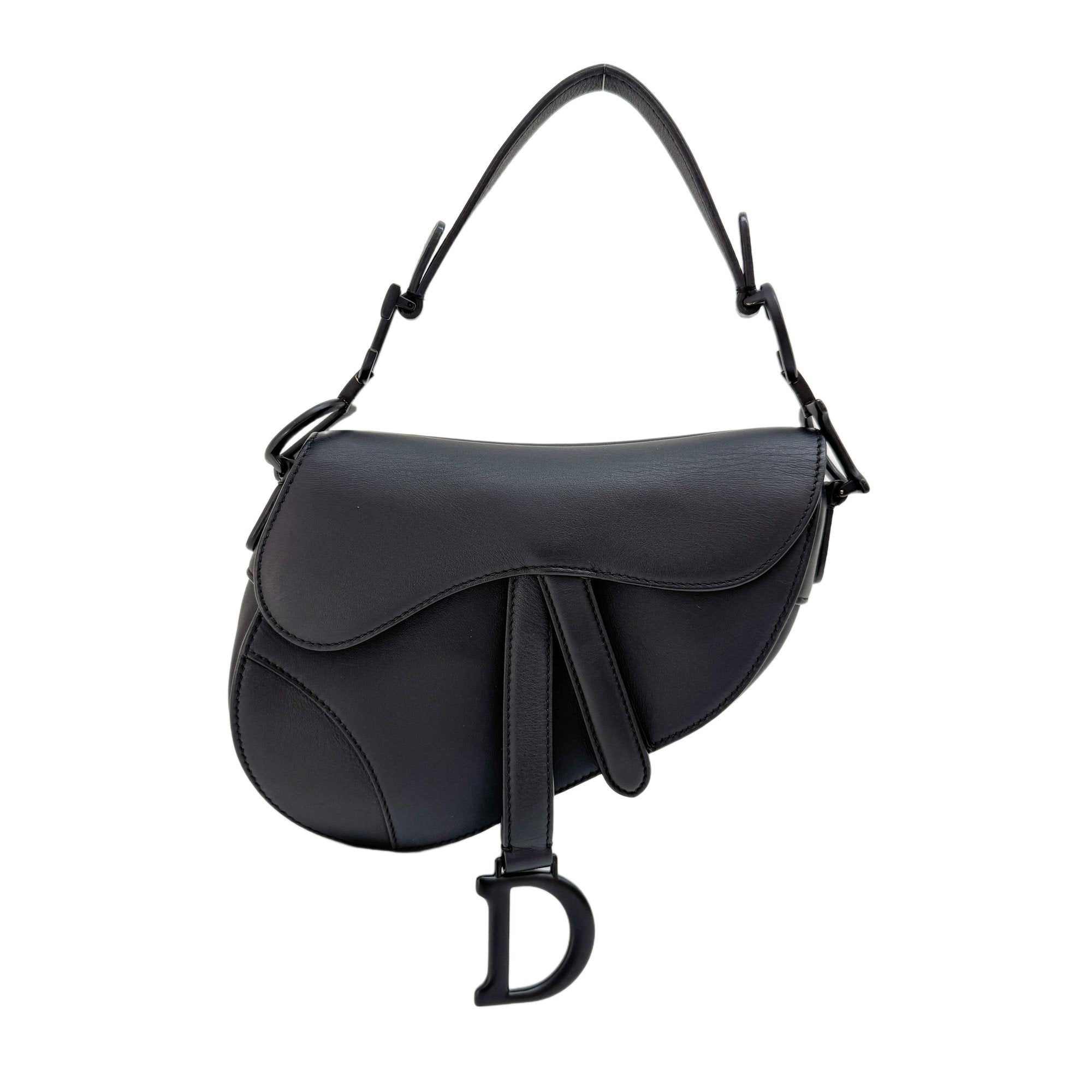 Saddle Black Leather Shoulder Bag
