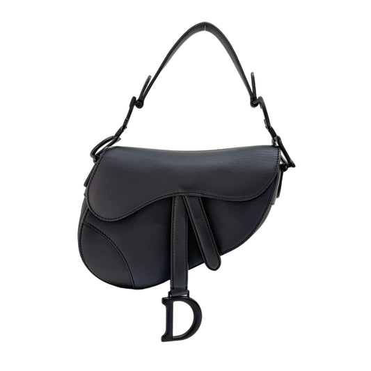 Saddle Black Leather Shoulder Bag