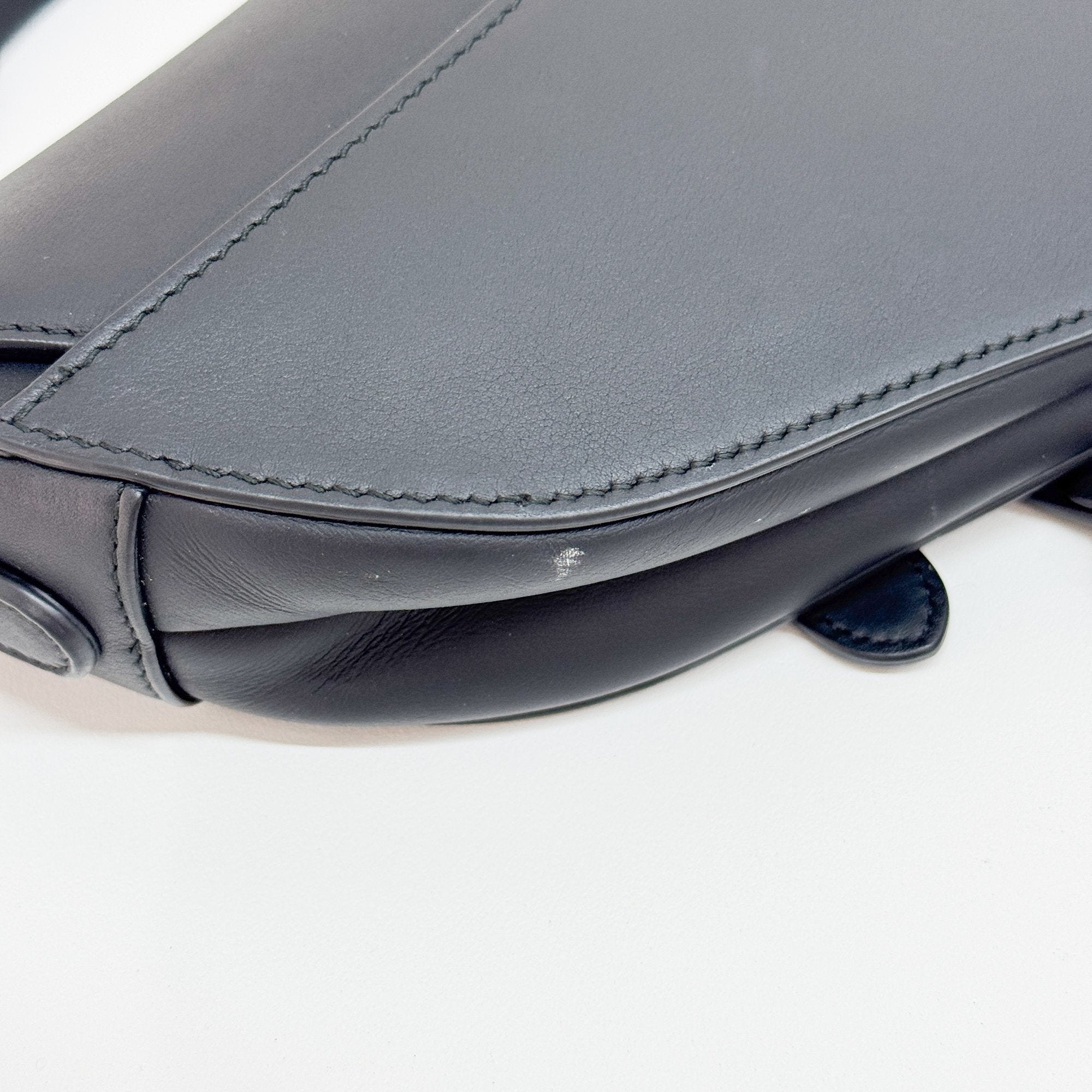 Saddle Black Leather Shoulder Bag