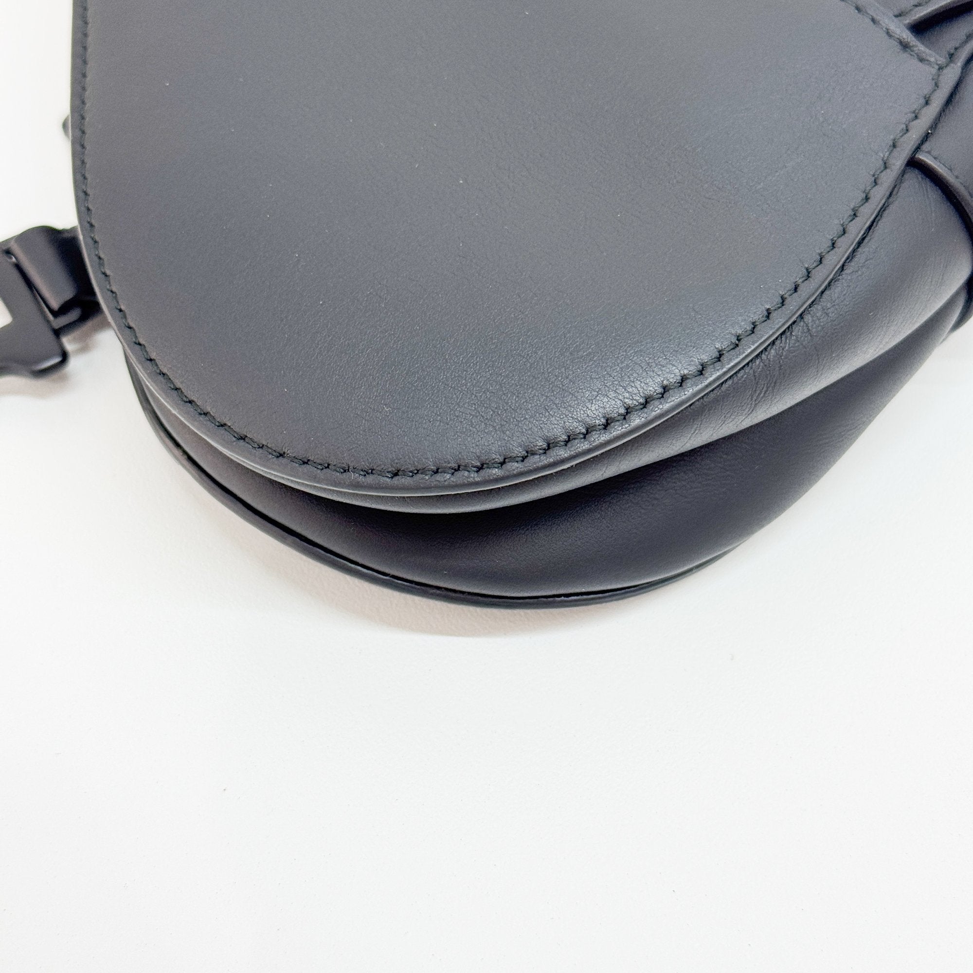 Saddle Black Leather Shoulder Bag