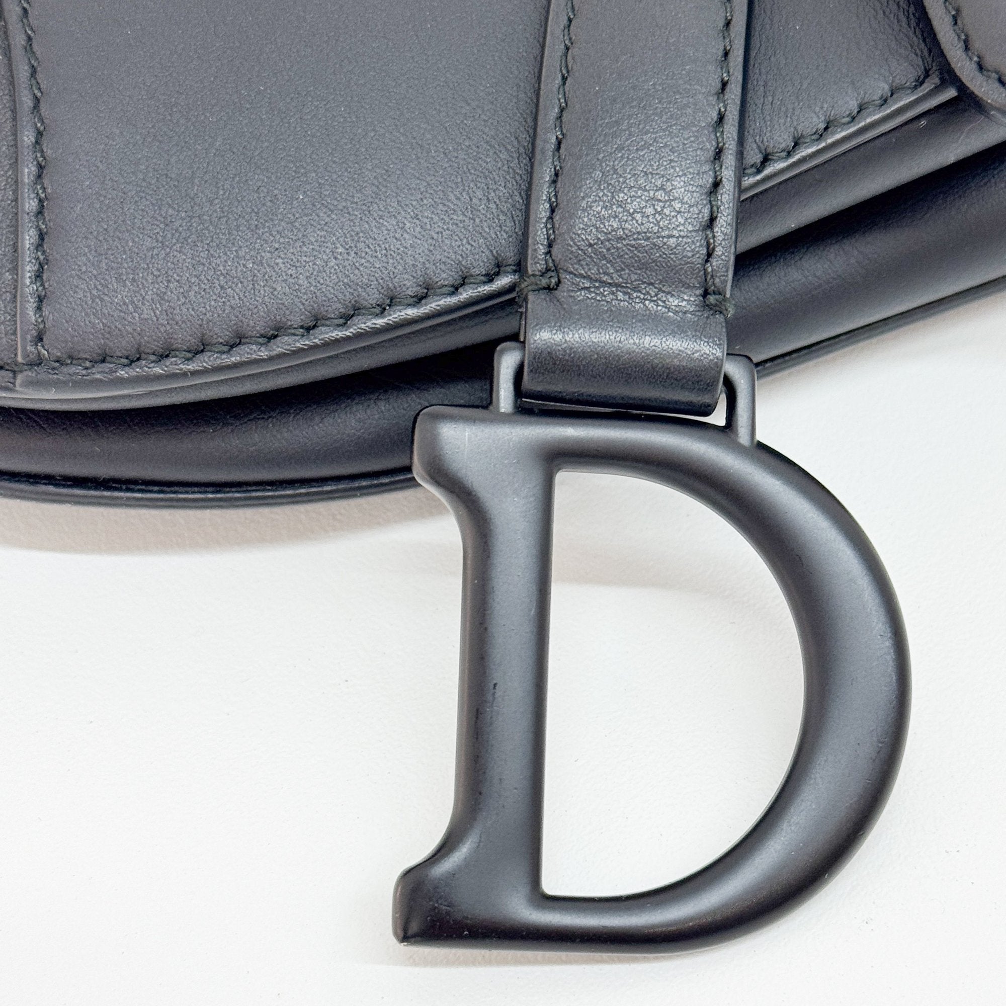 Saddle Black Leather Shoulder Bag