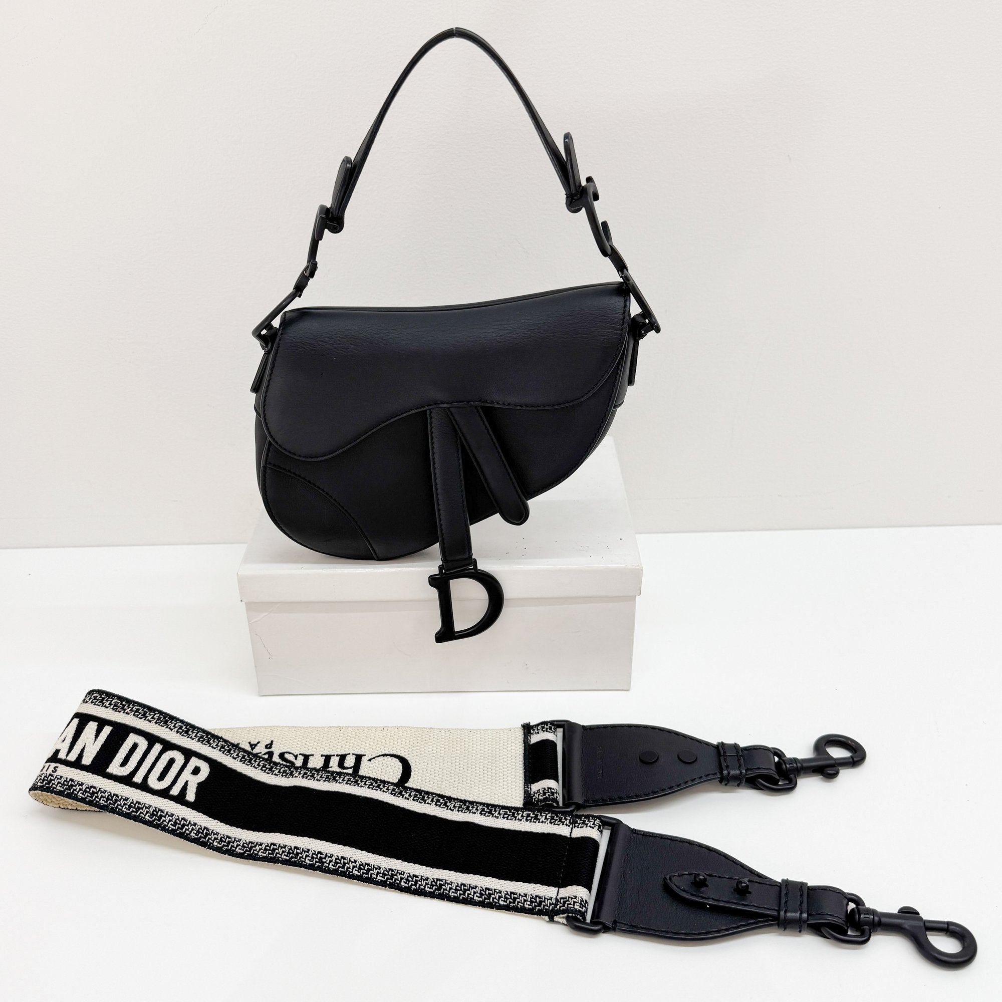 Saddle Black Leather Shoulder Bag