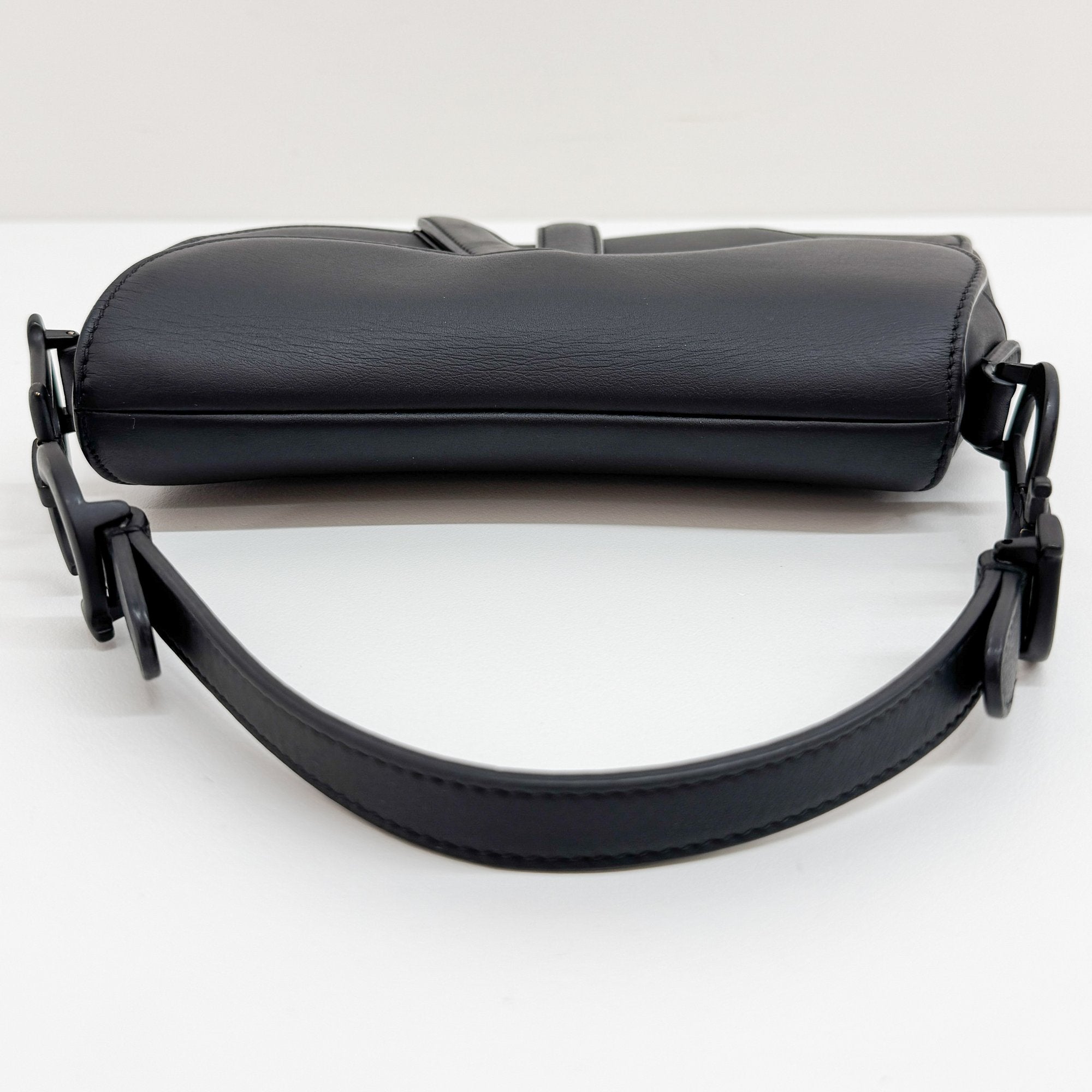 Saddle Black Leather Shoulder Bag