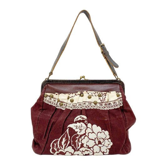 Archive Floral Pattern Brown Cotton Shoulder Bag