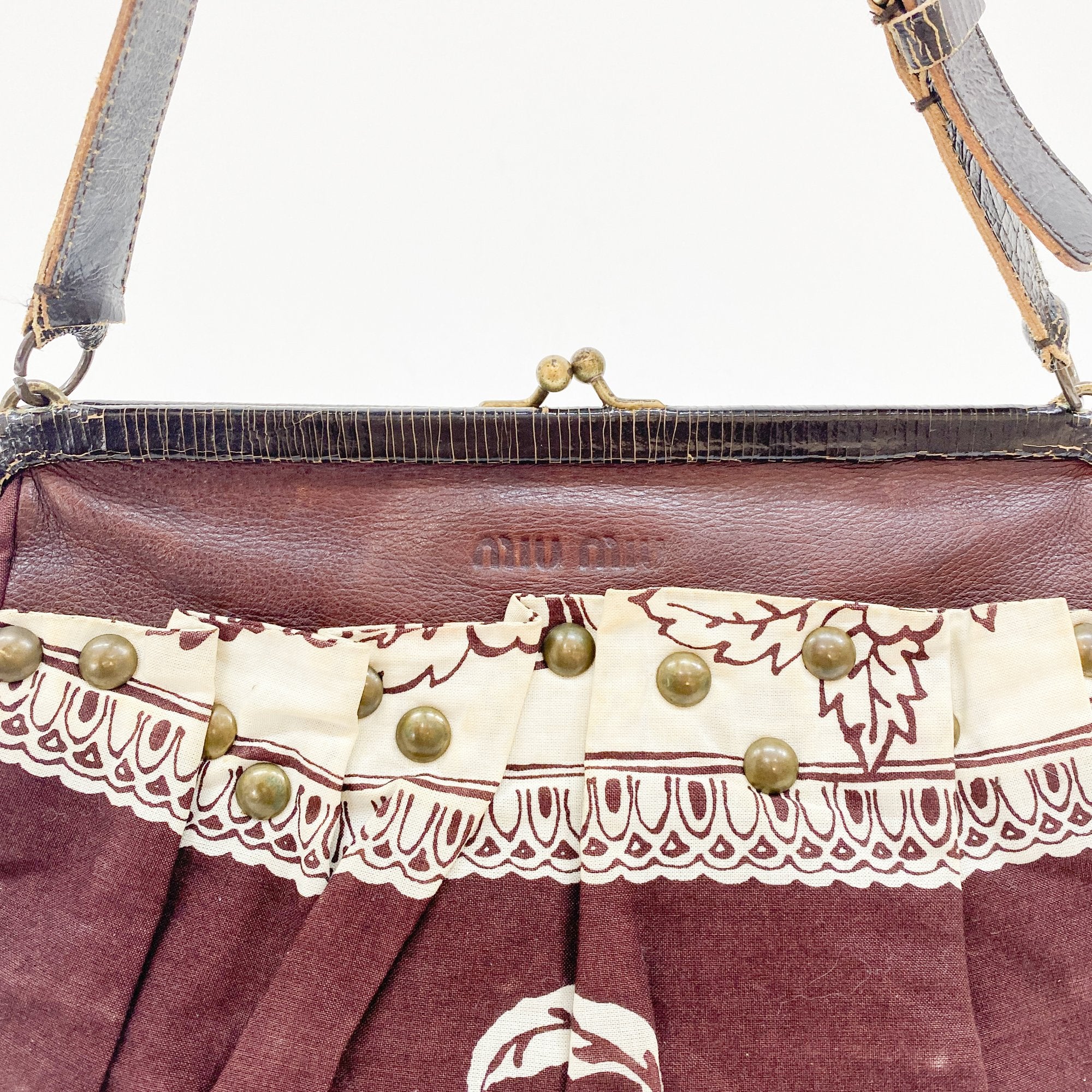 Archive Floral Pattern Brown Cotton Shoulder Bag