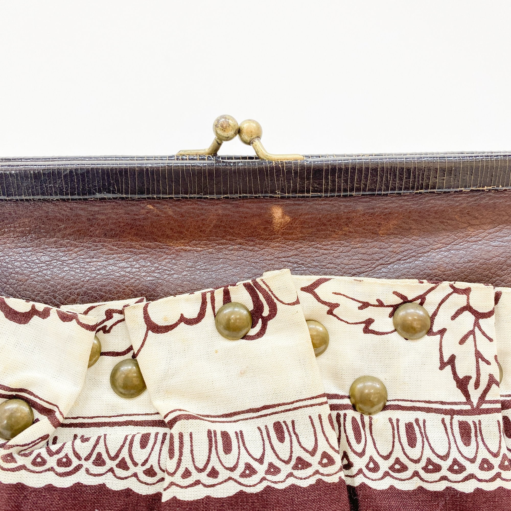 Archive Floral Pattern Brown Cotton Shoulder Bag