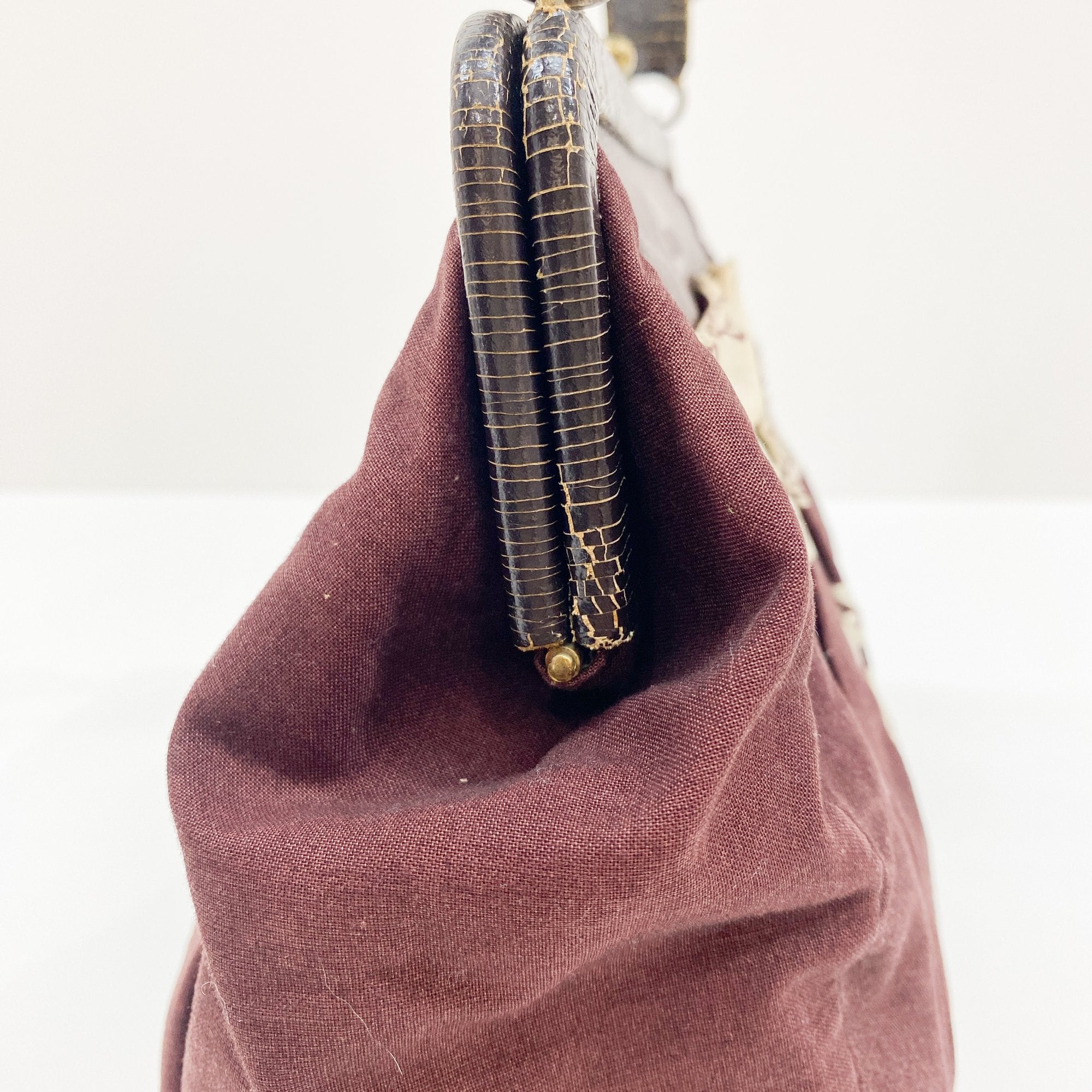 Archive Floral Pattern Brown Cotton Shoulder Bag