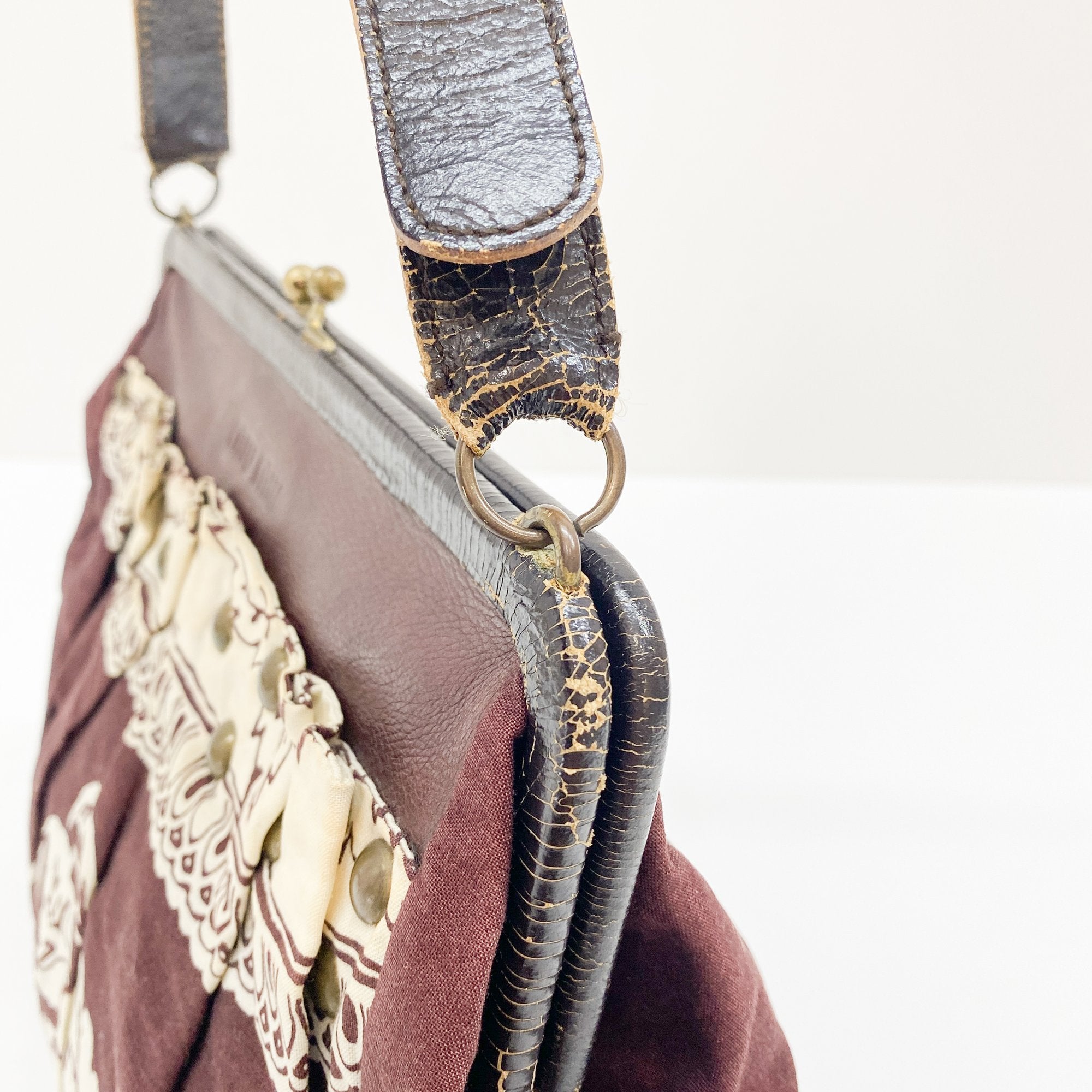 Archive Floral Pattern Brown Cotton Shoulder Bag