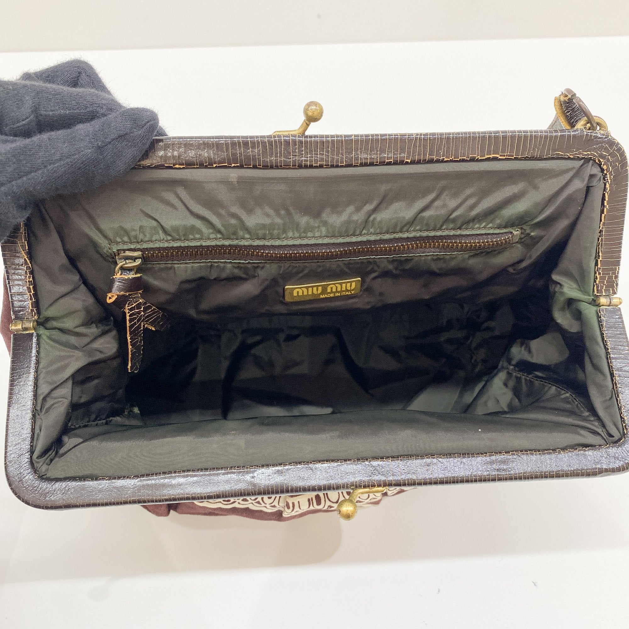 Archive Floral Pattern Brown Cotton Shoulder Bag