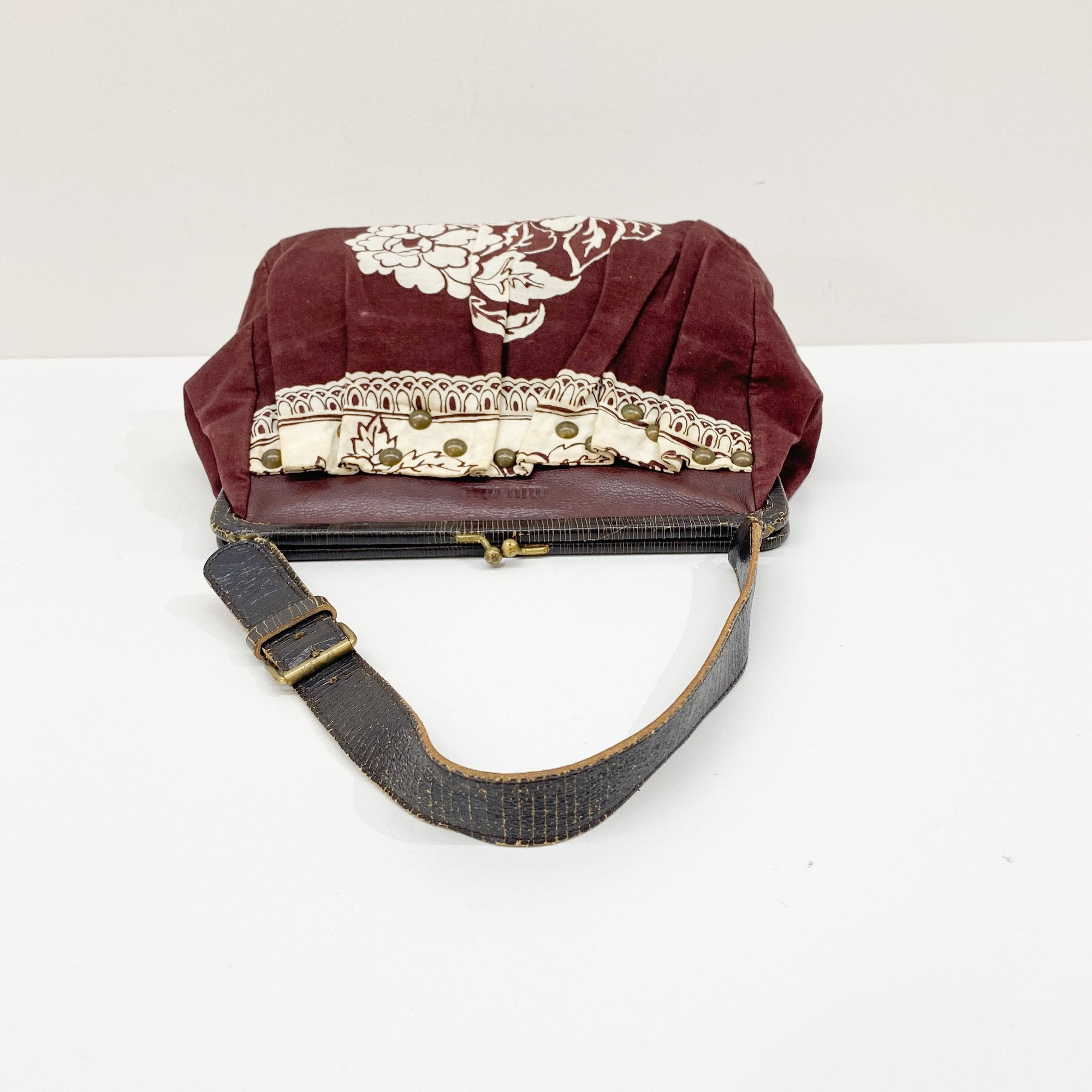 Archive Floral Pattern Brown Cotton Shoulder Bag