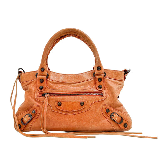 The First Orange Calfskin Leather Two Way Bag