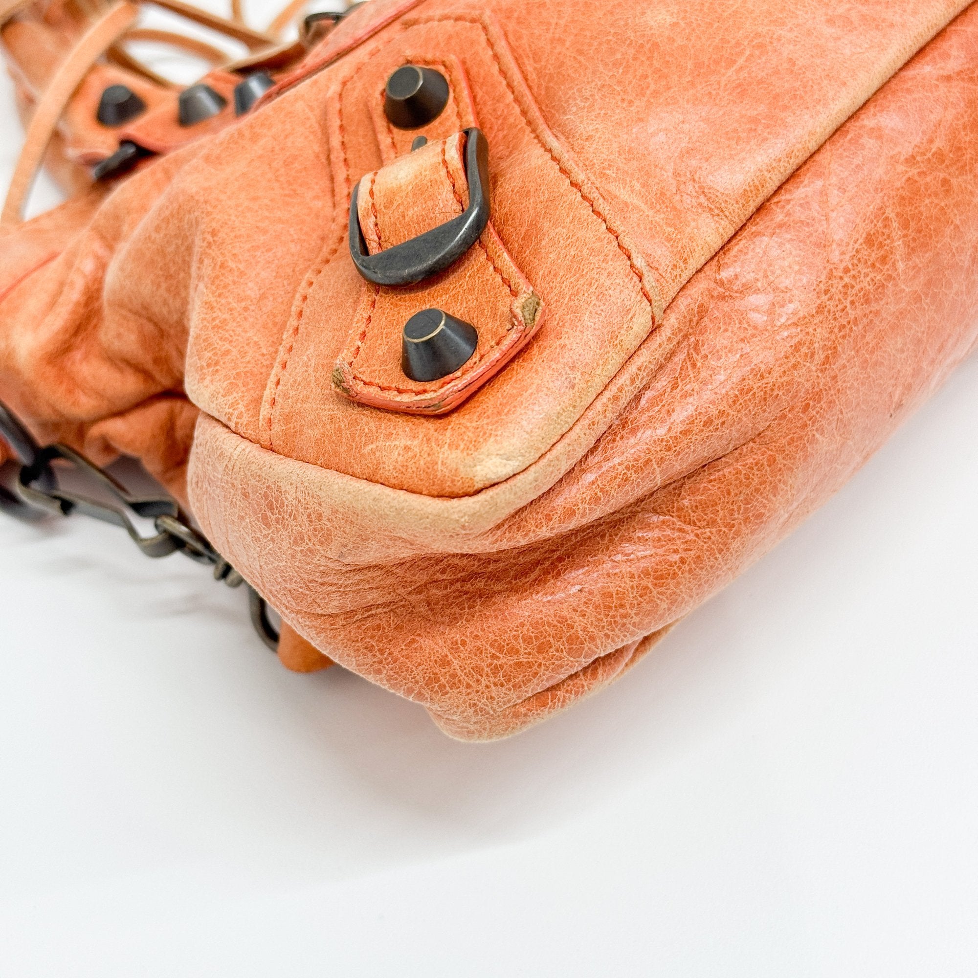 The First Orange Calfskin Leather Two Way Bag