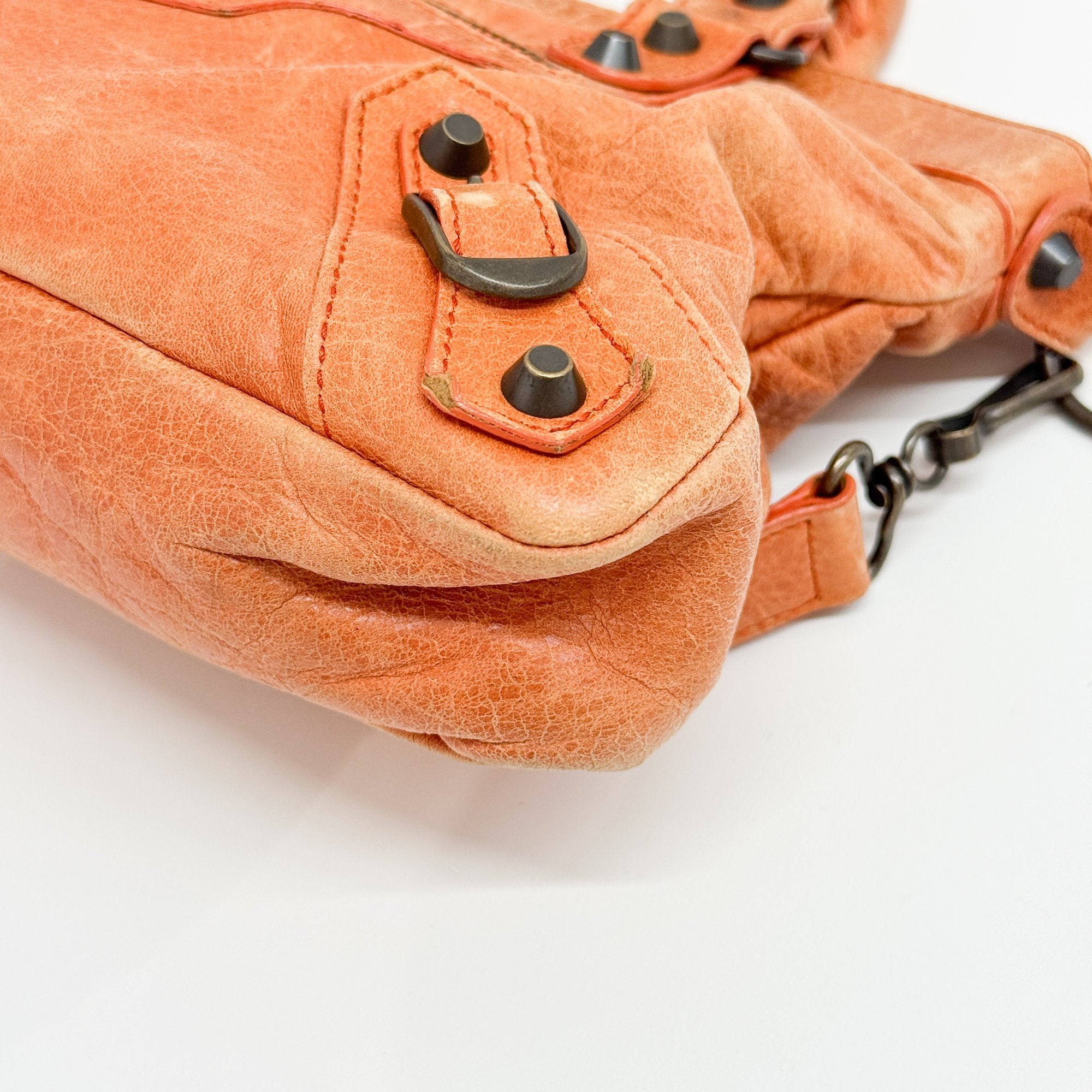 The First Orange Calfskin Leather Two Way Bag