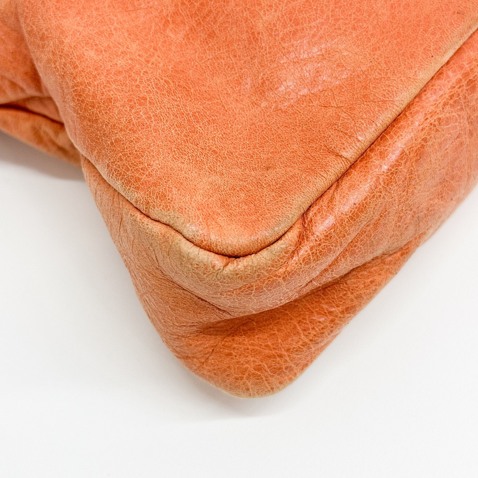 The First Orange Calfskin Leather Two Way Bag