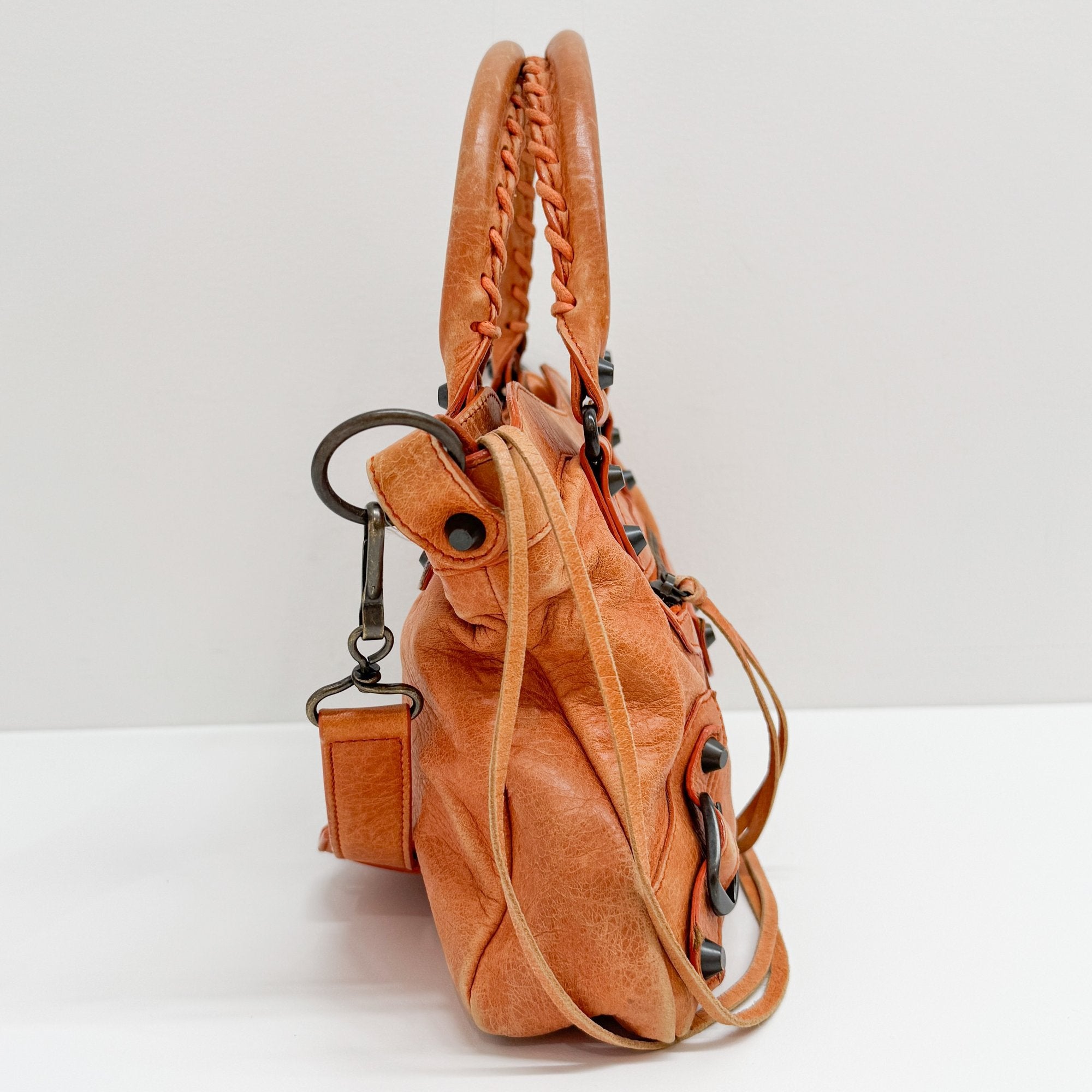 The First Orange Calfskin Leather Two Way Bag
