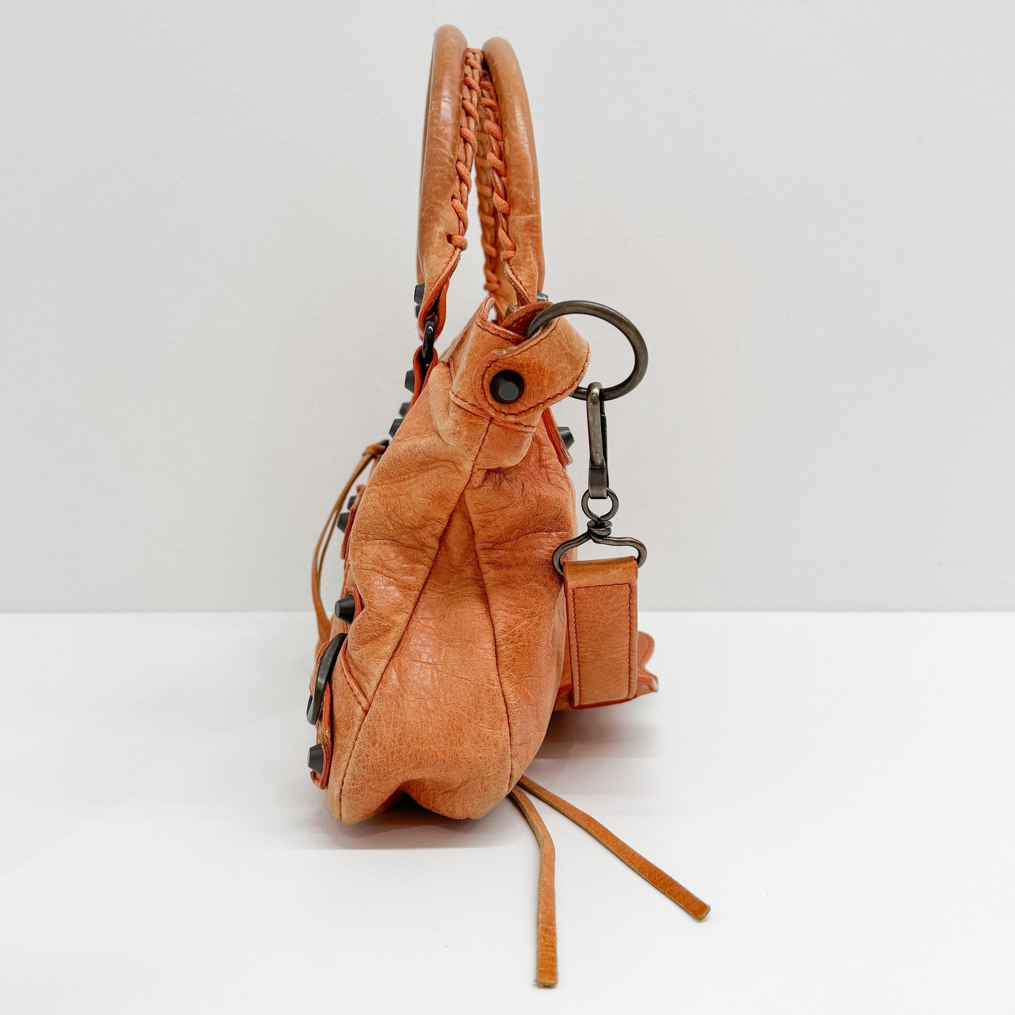 The First Orange Calfskin Leather Two Way Bag