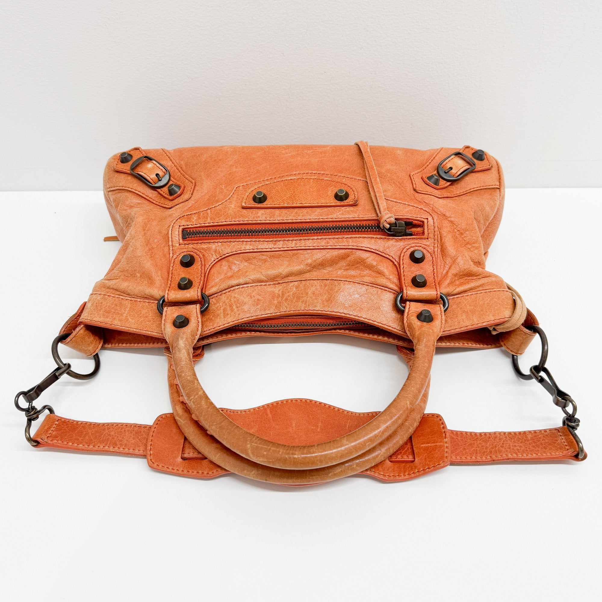 The First Orange Calfskin Leather Two Way Bag