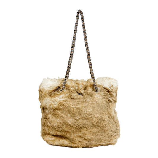 Beige Faux Fur Tote Bag