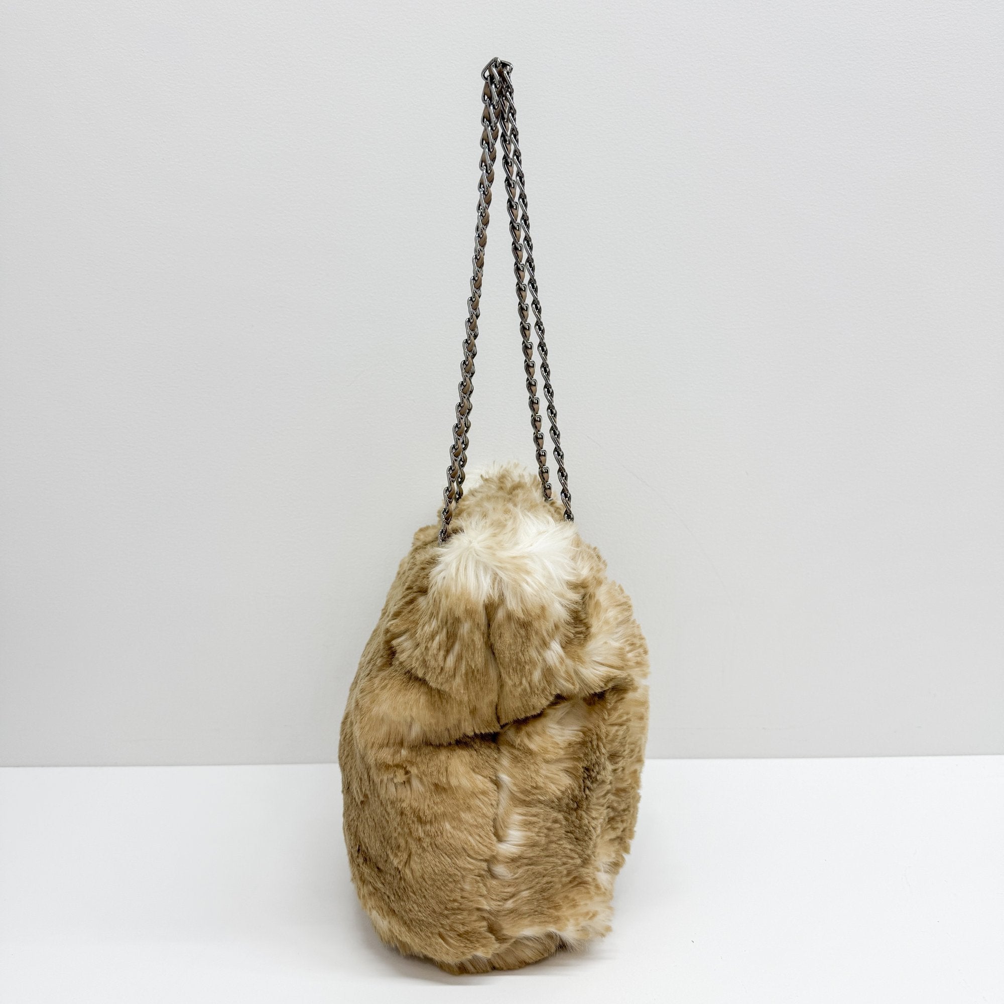 Beige Faux Fur Tote Bag