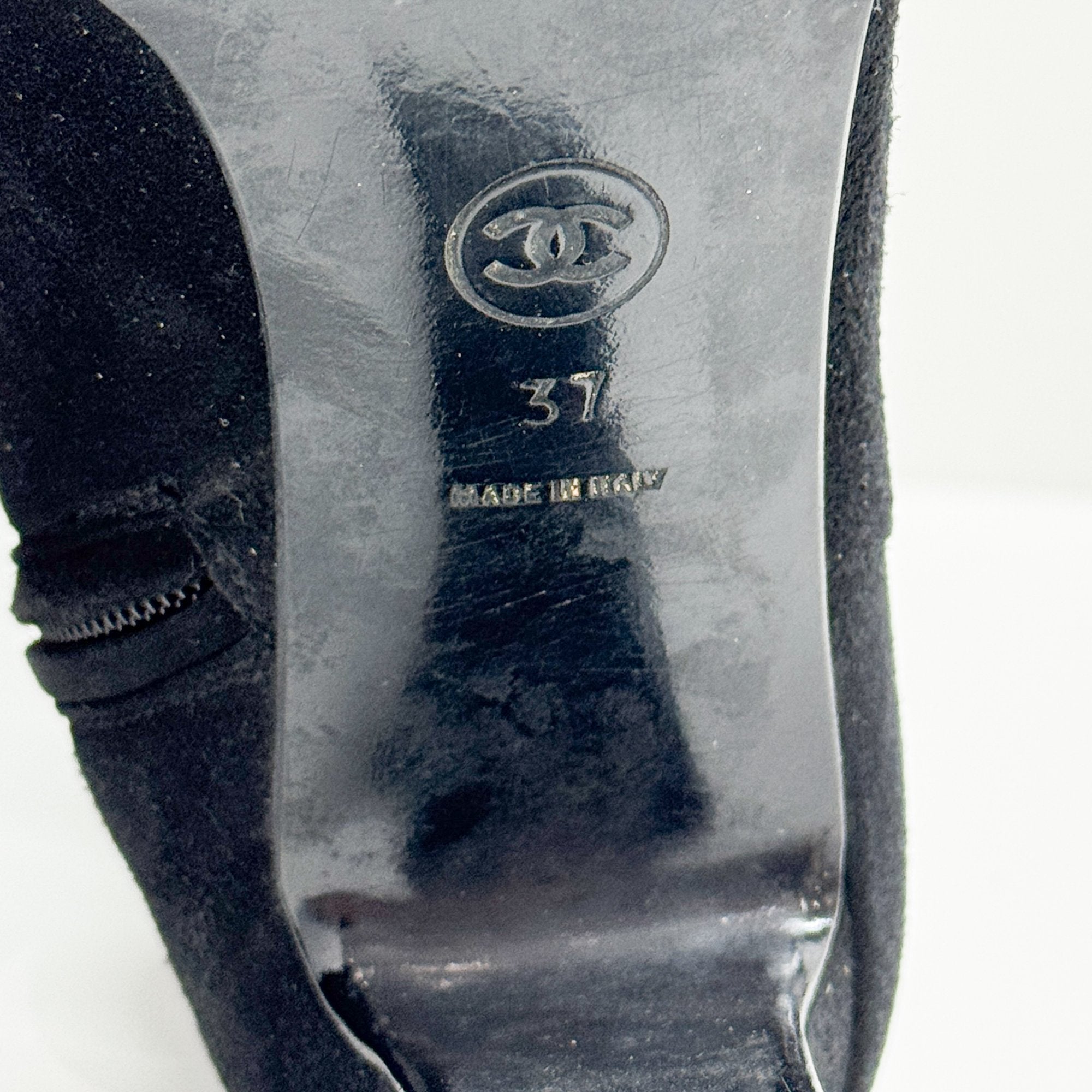 Size 37 Black Suede Long Boots