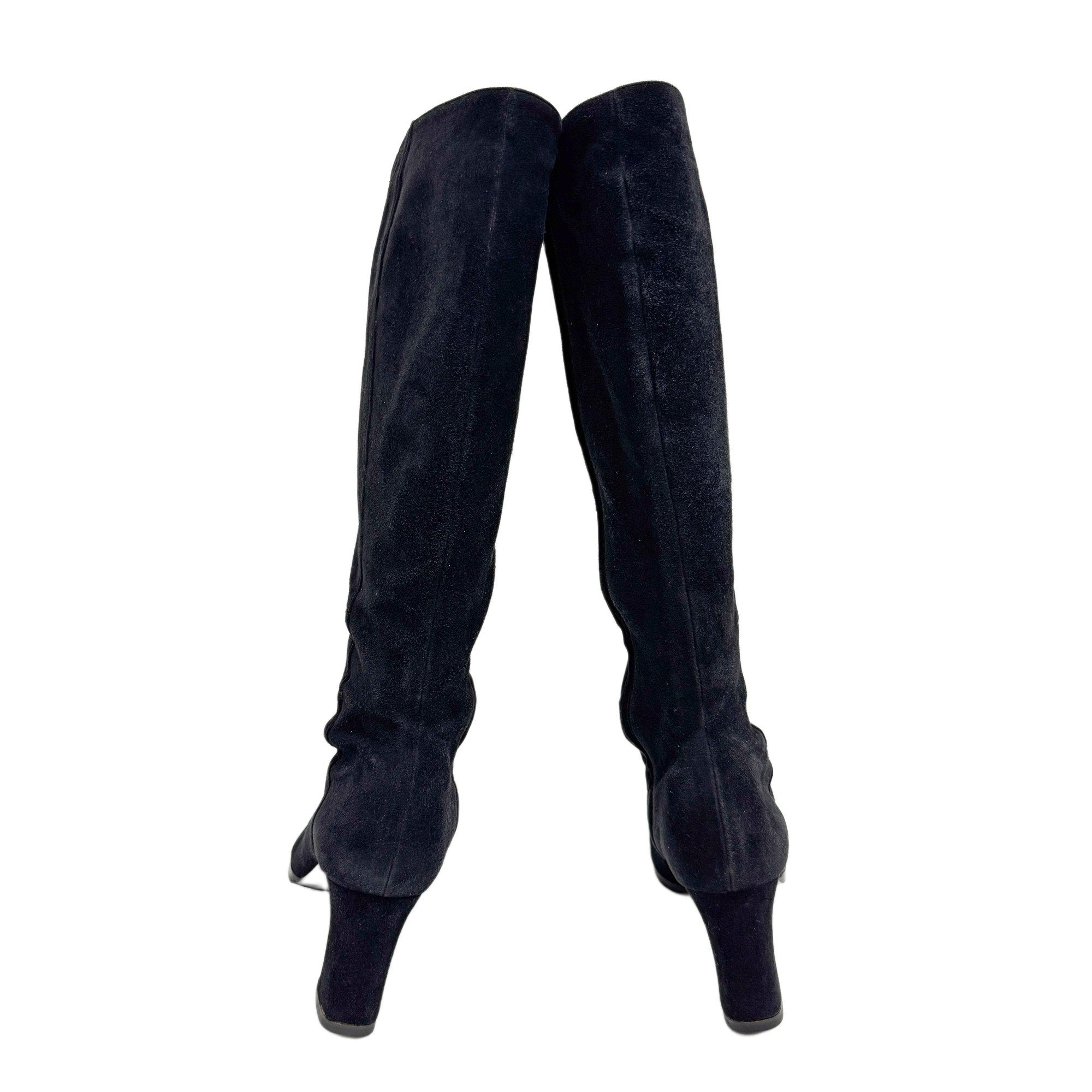 Size 37 Black Suede Long Boots