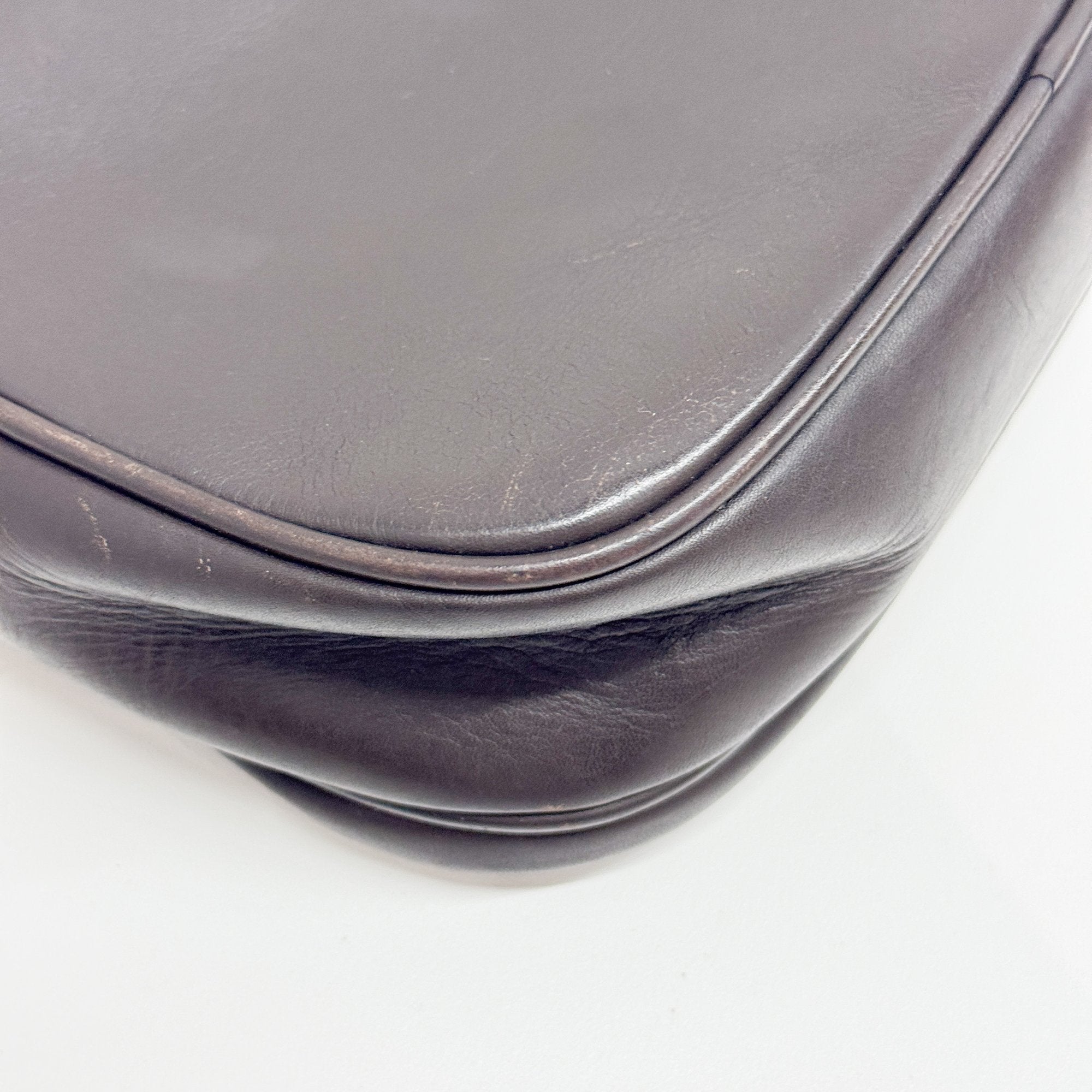 Brown Pony Hair Embossed Leather Shoulder Bag