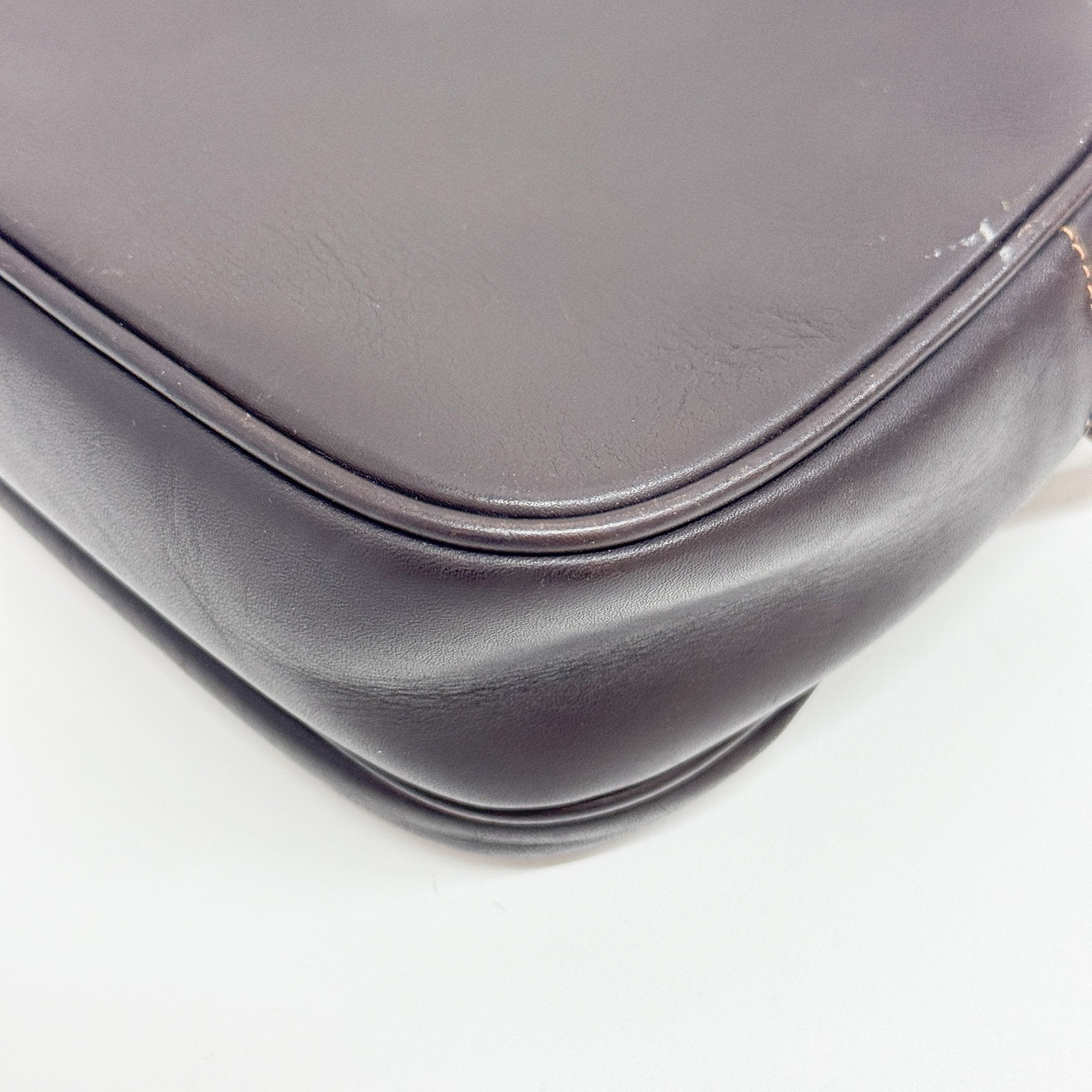 Brown Pony Hair Embossed Leather Shoulder Bag