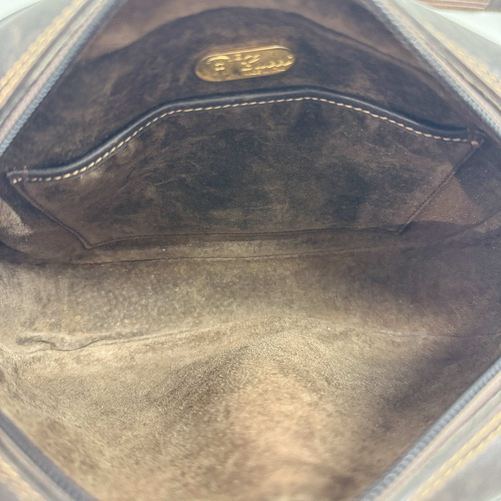 Brown Pony Hair Embossed Leather Shoulder Bag