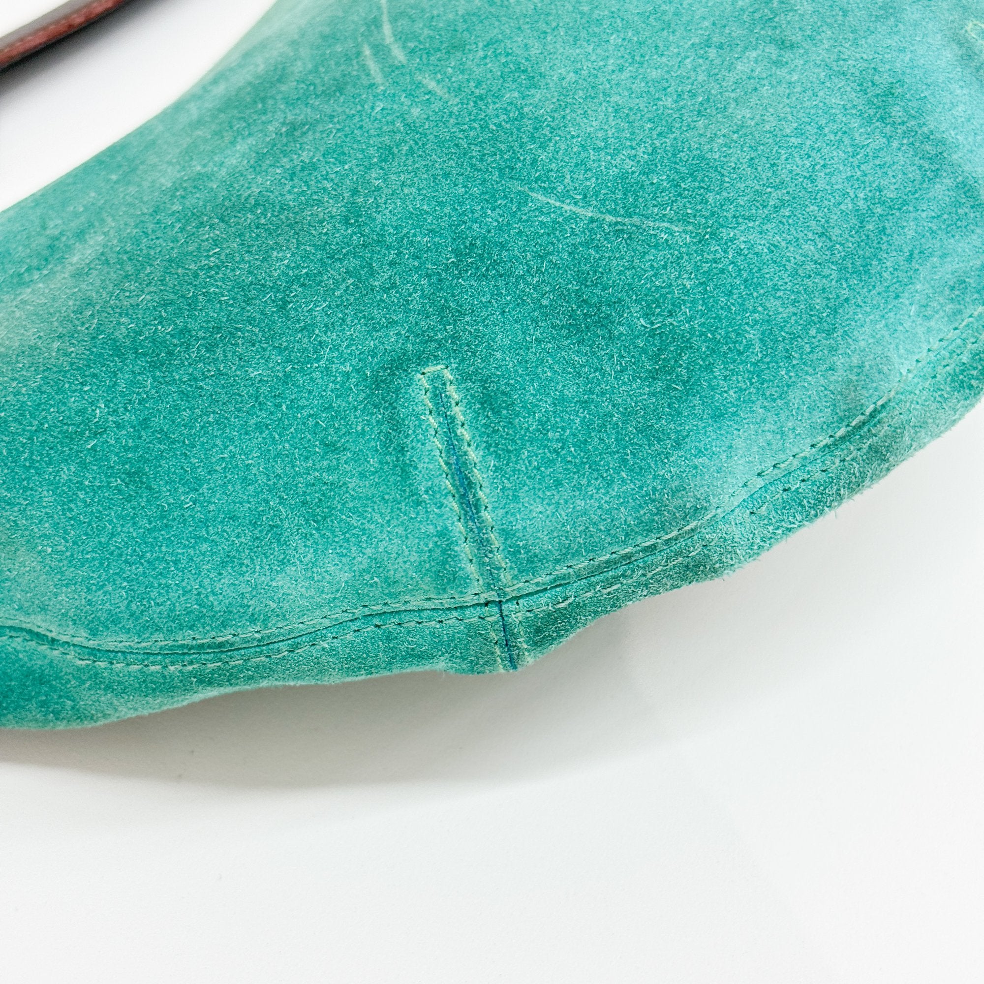 Green Studded Suede Shoulder Bag