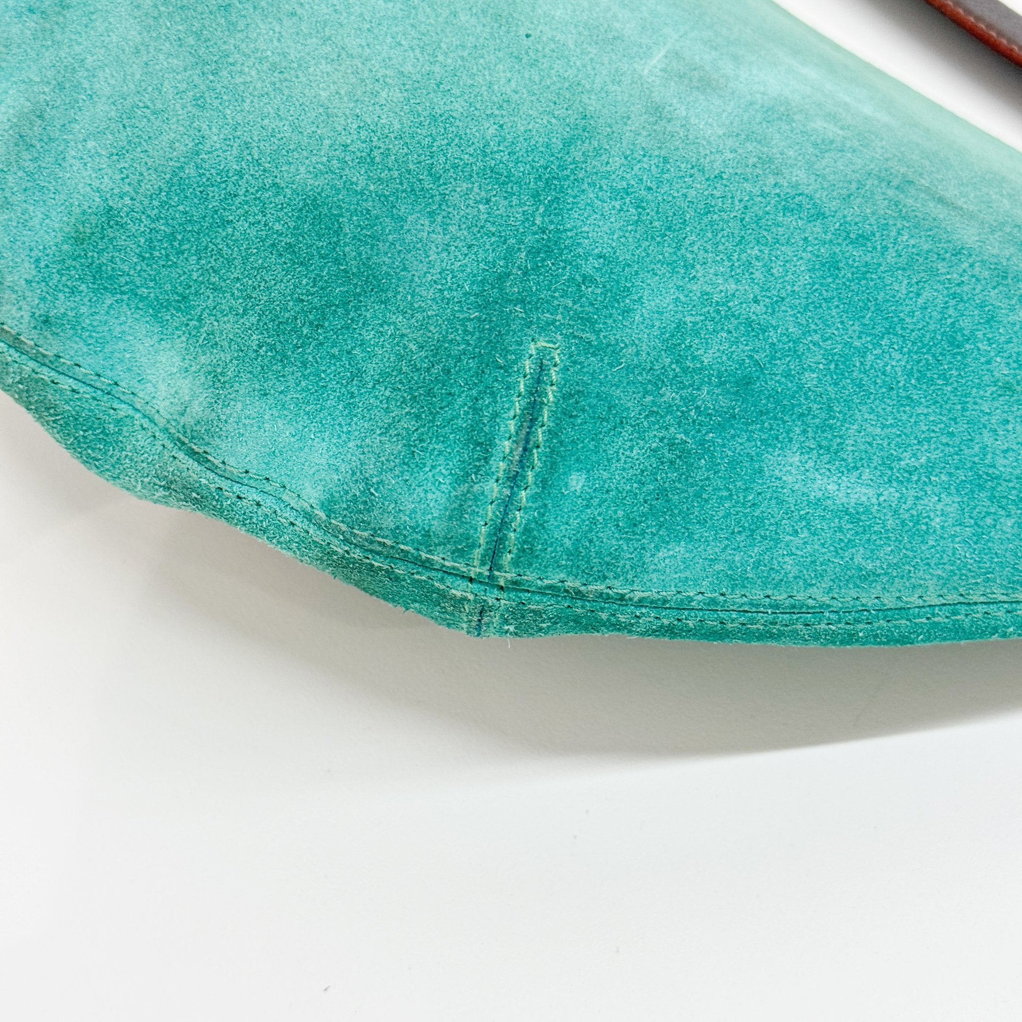 Green Studded Suede Shoulder Bag