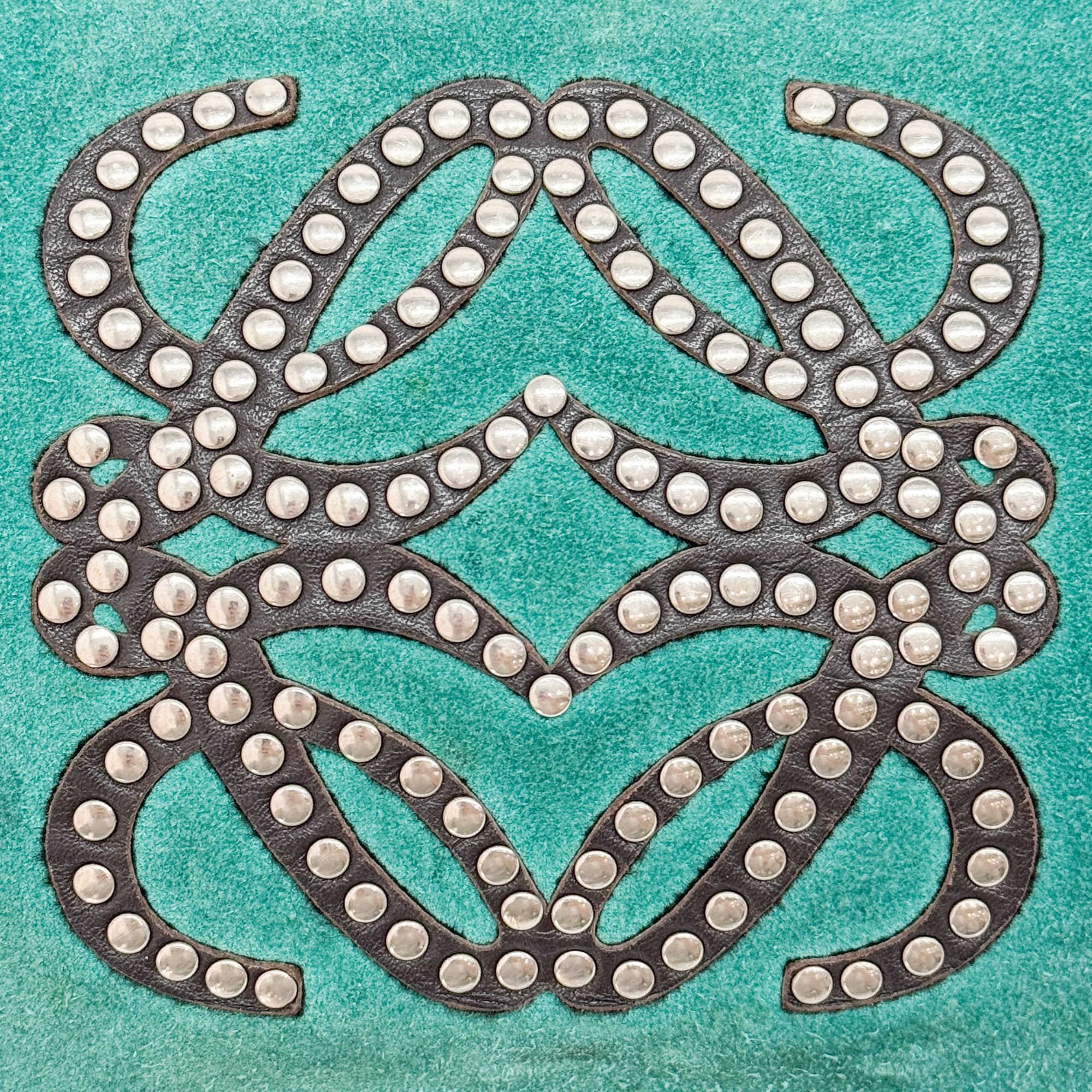 Green Studded Suede Shoulder Bag