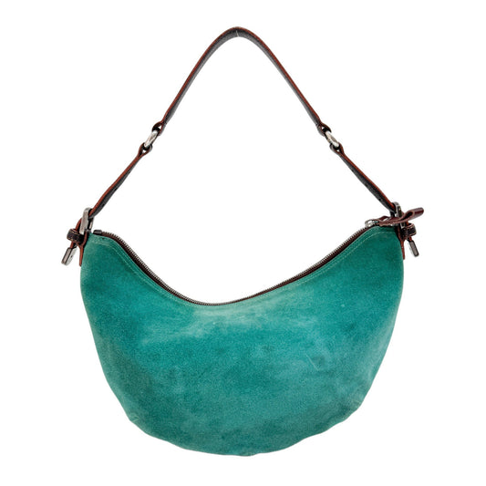 Green Studded Suede Shoulder Bag