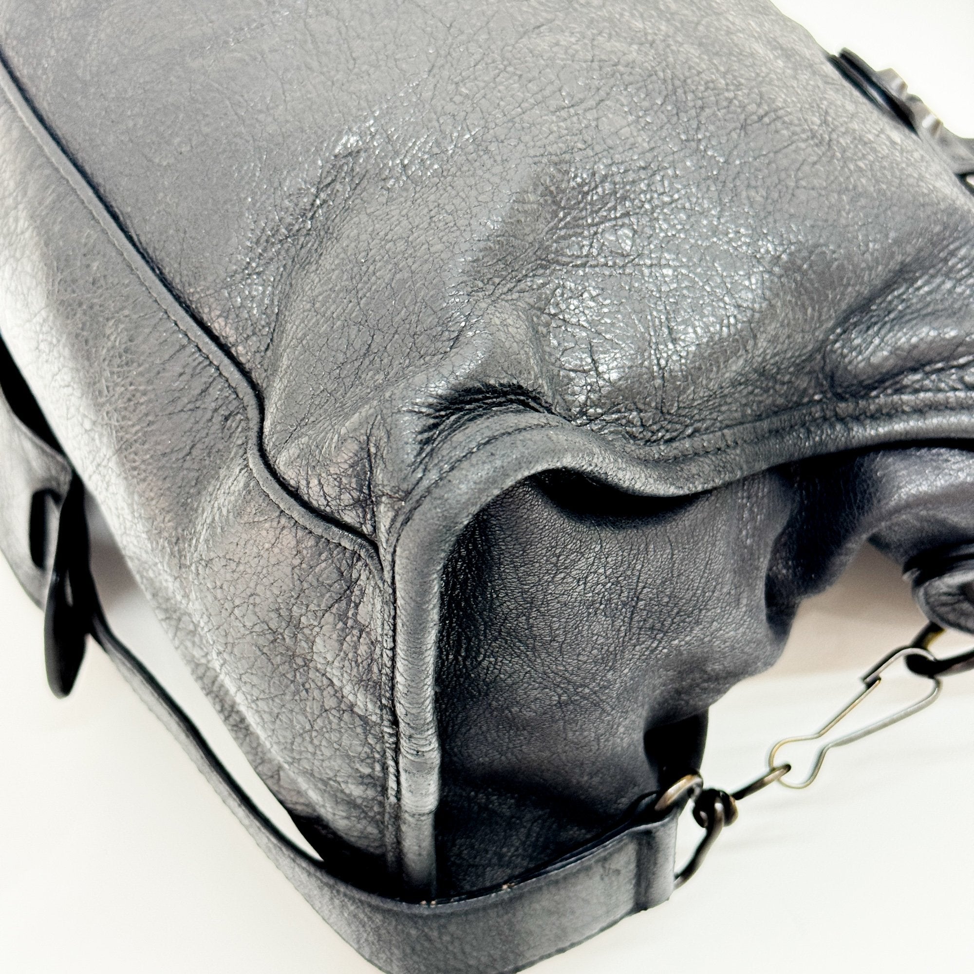 The City Black Calfskin Leather Two Way Bag