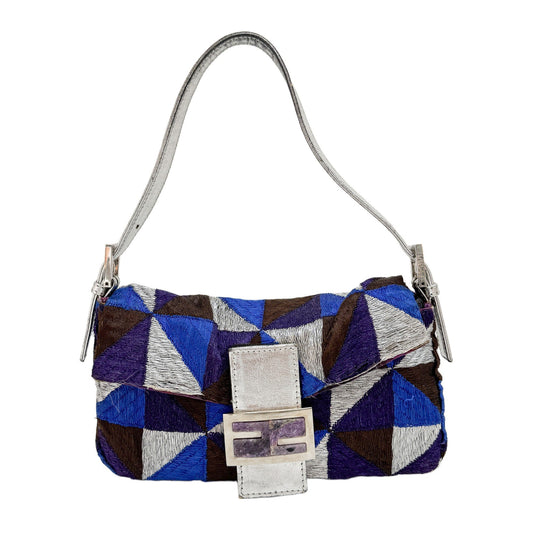 Baguette Multi-colour Cotton Shoulder Bag